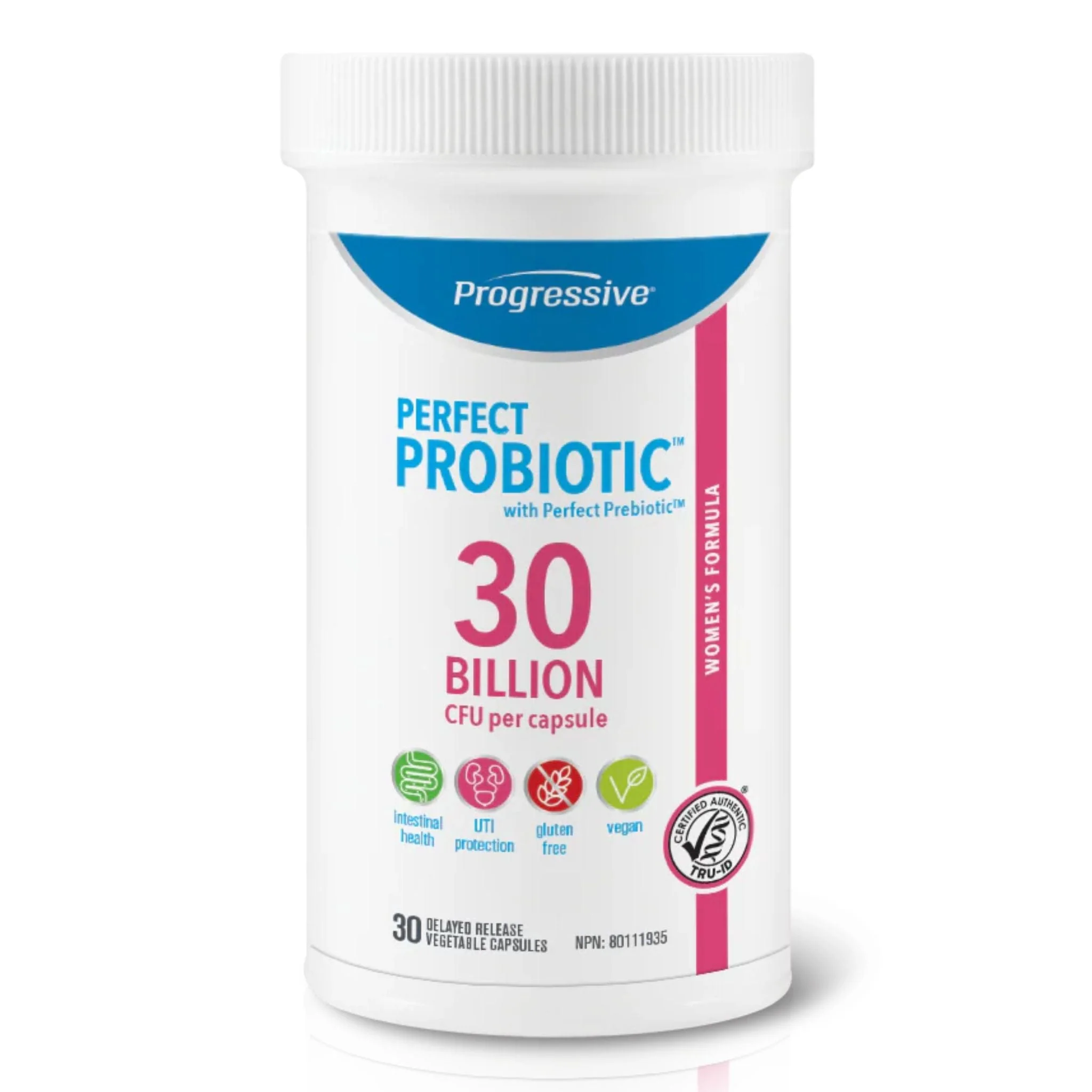 Progressive Perfect Probiotic Women’s Support 30 Billion with Cranberry for UTI Prevention, Shelf Stable, 30 Delayed Release Vegetable Capsules - Image 2
