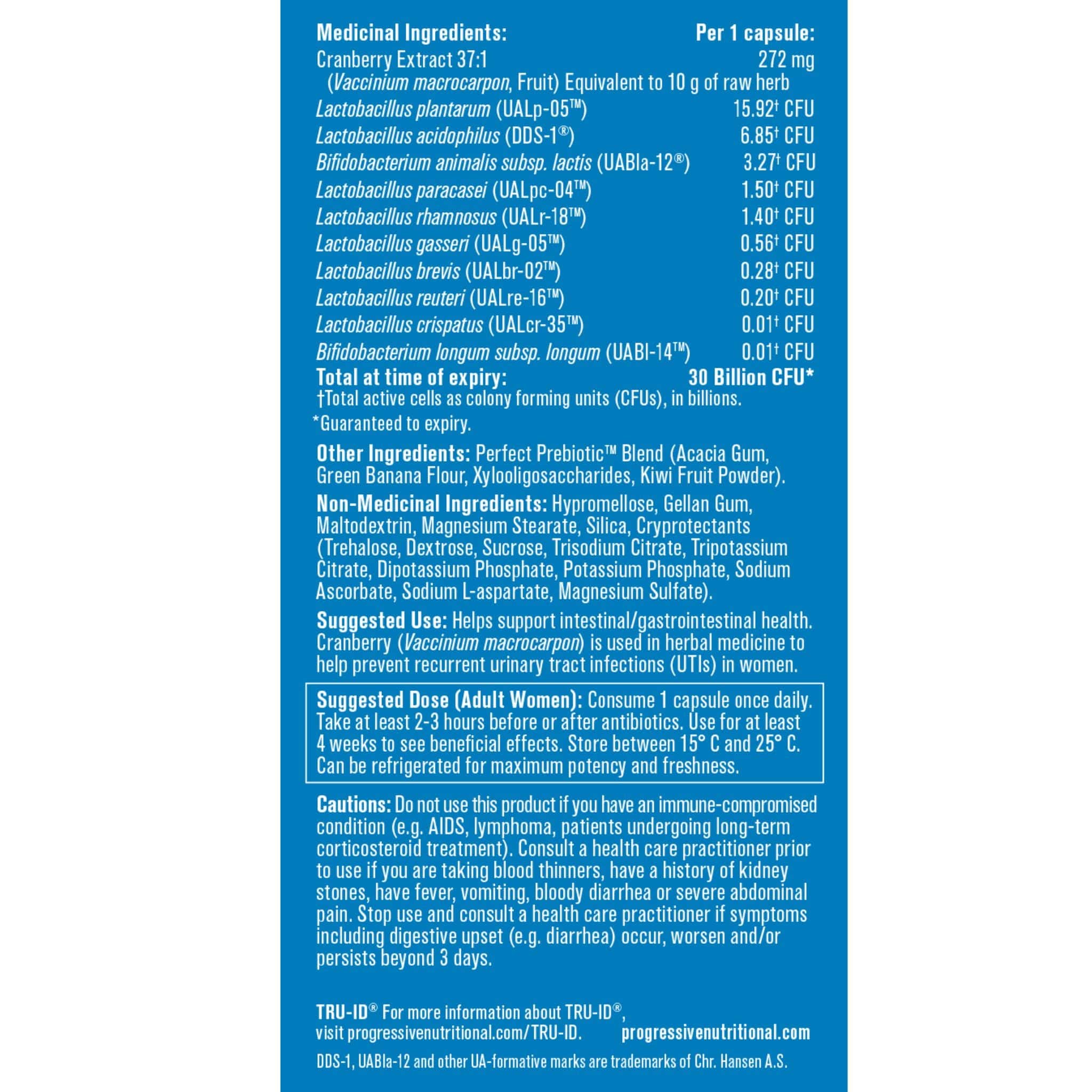 Progressive Perfect Probiotic Women’s Support 30 Billion with Cranberry for UTI Prevention, Shelf Stable, 30 Delayed Release Vegetable Capsules - Image 3