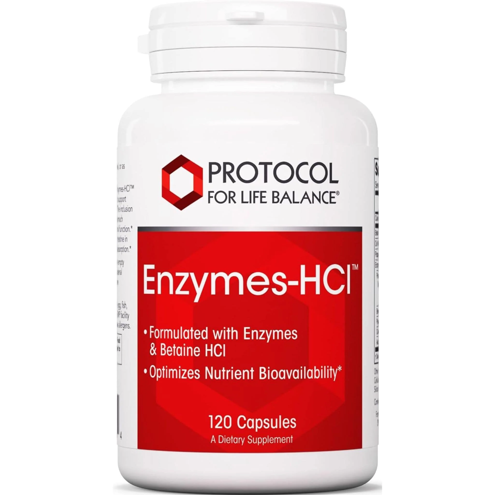 Protocol For Life Balance Enzymes-HCL, Digestive Enzymes with Betaine HCl for Stomach Acid and Nutrient Absorption, 120 Capsules - Image 2