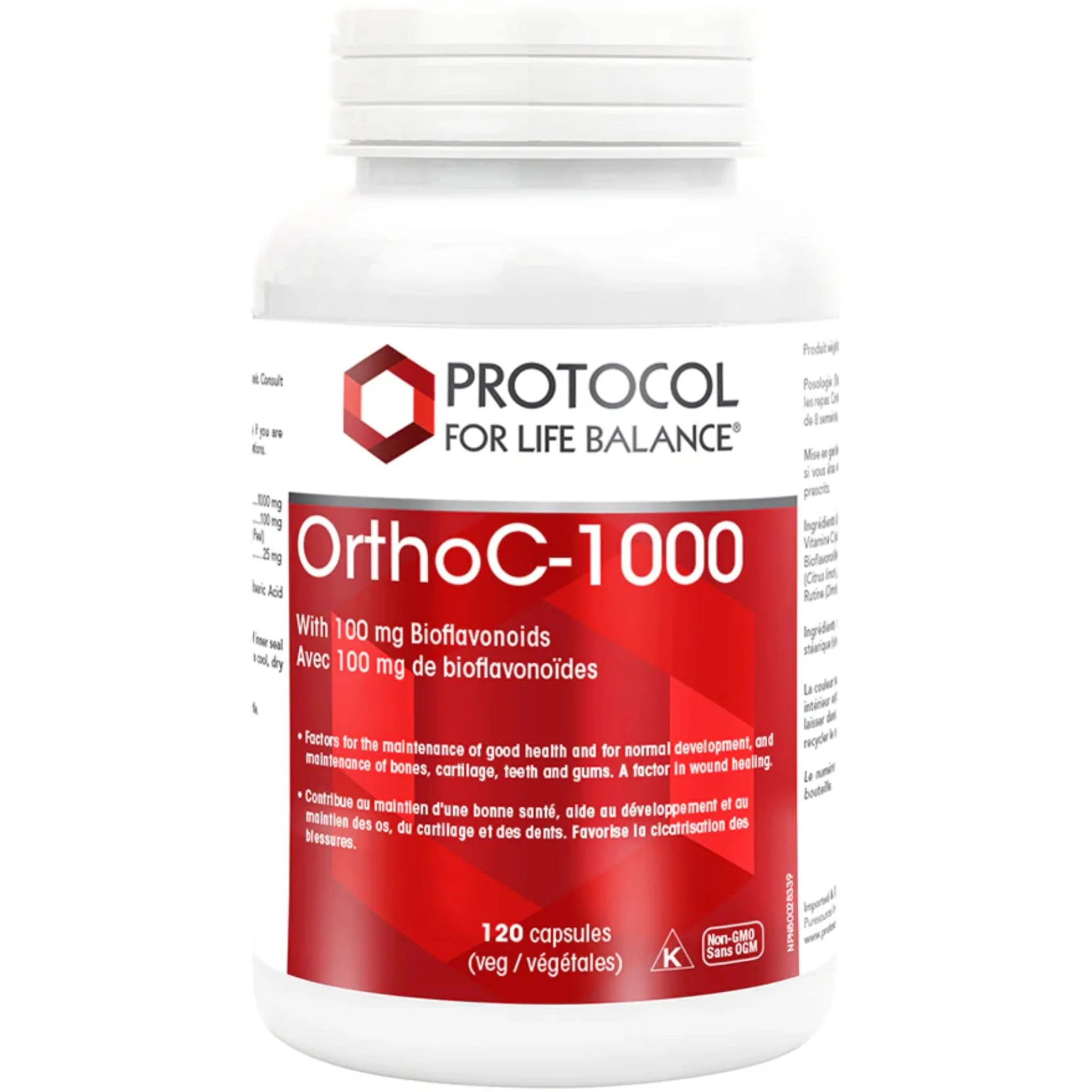Protocol For Life Balance Ortho C-1000, High Potency Vitamin C with Bioflavonoids & Rutin,  120 Vegetable Capsules