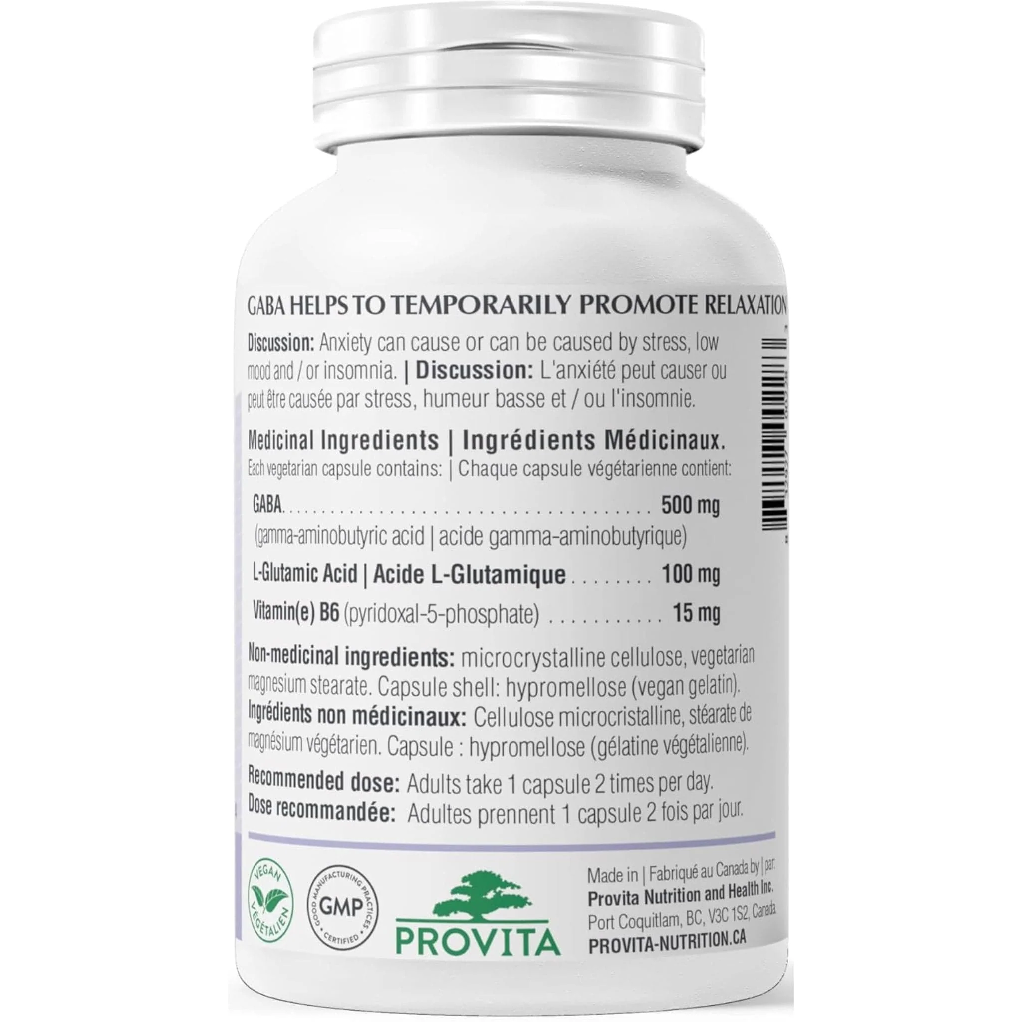 Provita Synergistic GABA Pro 500mg with B6, 60 Capsules - Image 2
