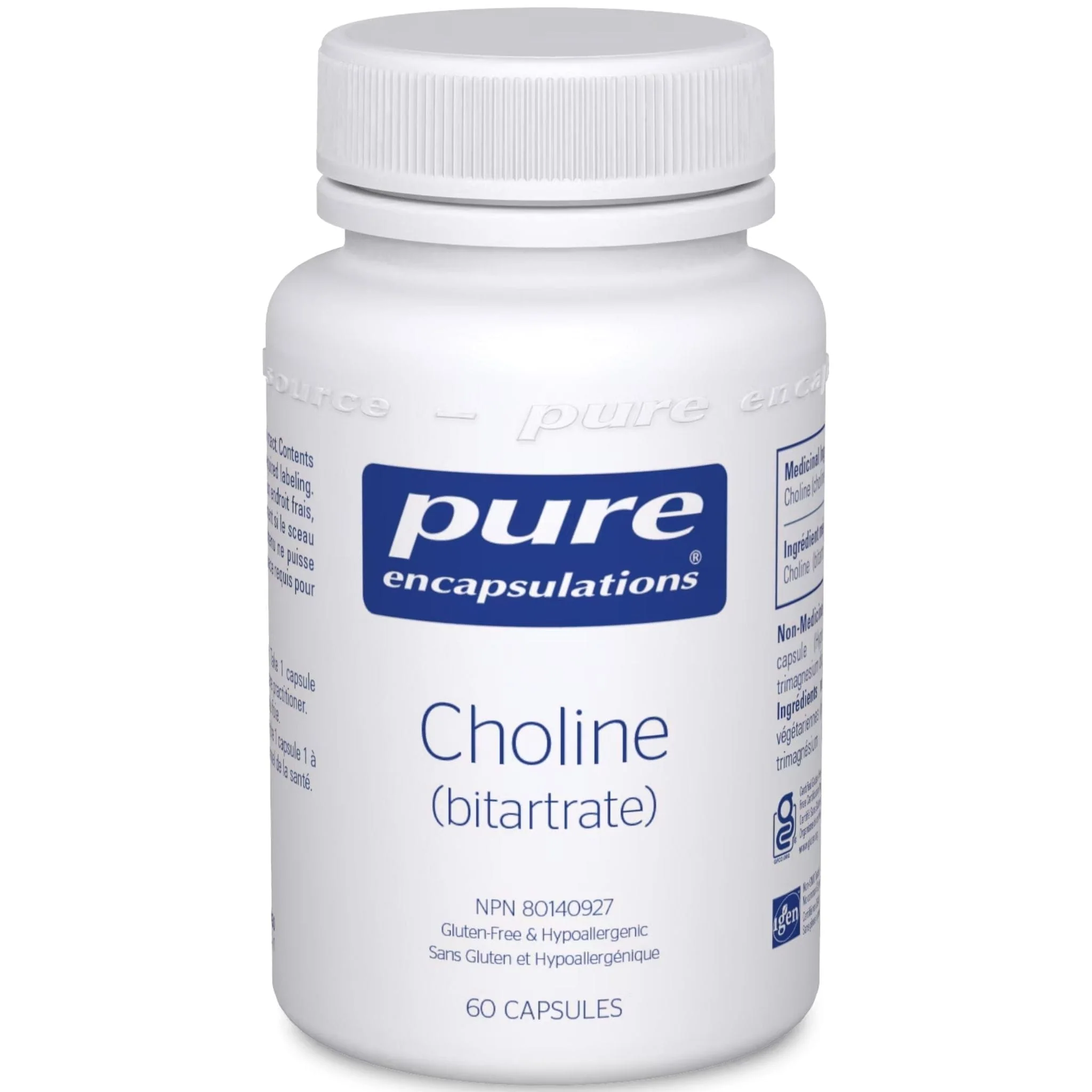 Pure Encapsulations Choline Bitartrate 275mg, Choline Supplement for Methylation, Brain Function and Liver Health, 60 Capsules