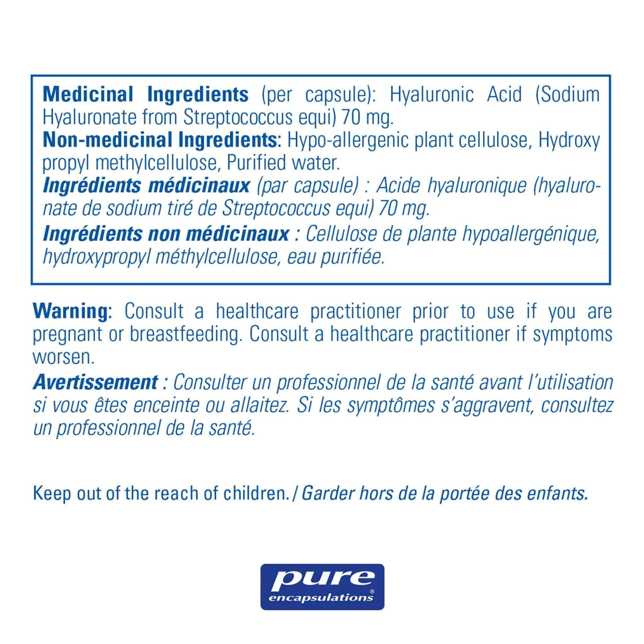 Pure Encapsulations Hyaluronic Acid 70mg, Joint Comfort and Mobility Support, 180 Vegetable Capsules - Image 2