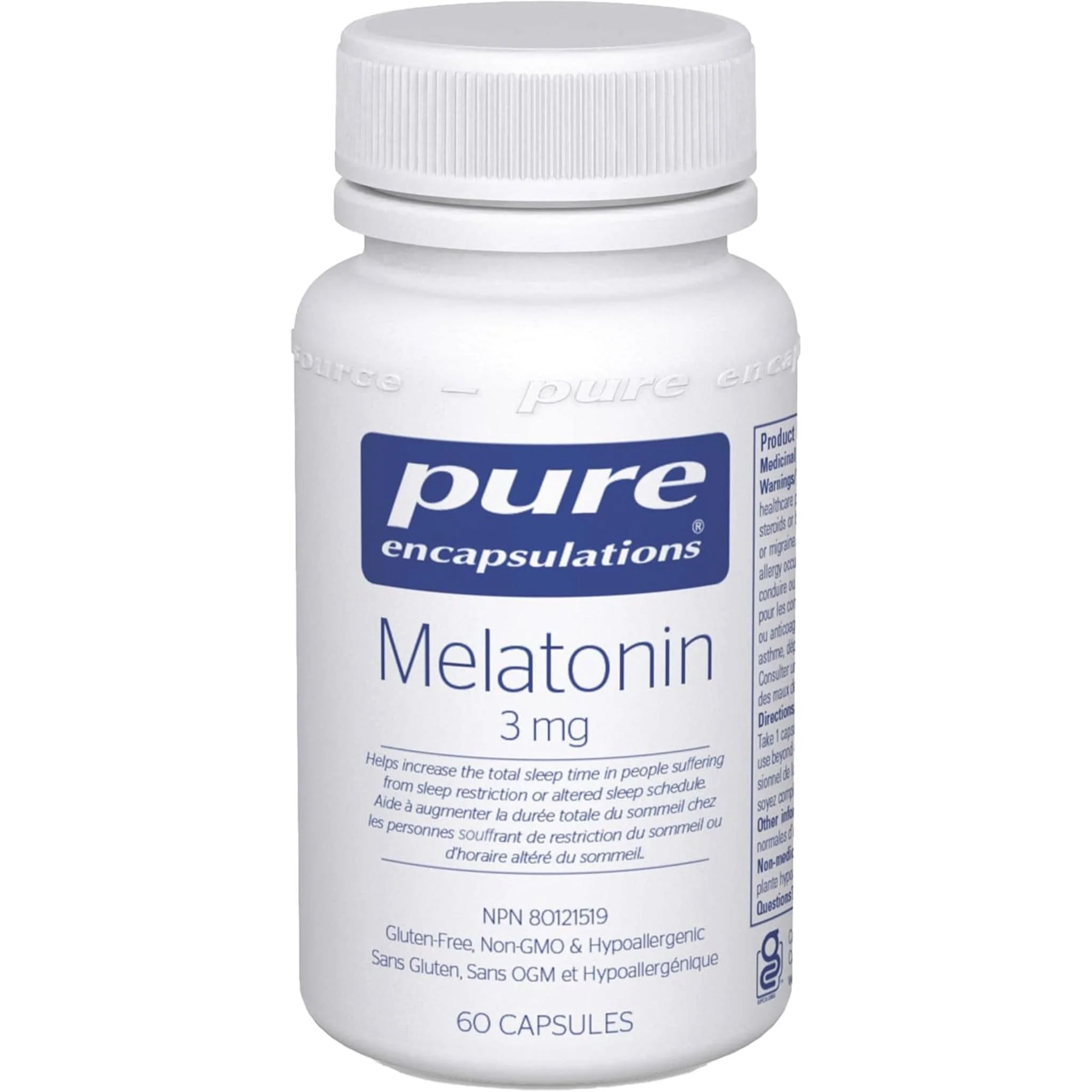 Pure Encapsulations Melatonin 3mg, Supports Natural Sleep-Wake Cycle and Circadian Rhythm Regulation, 60 Capsules