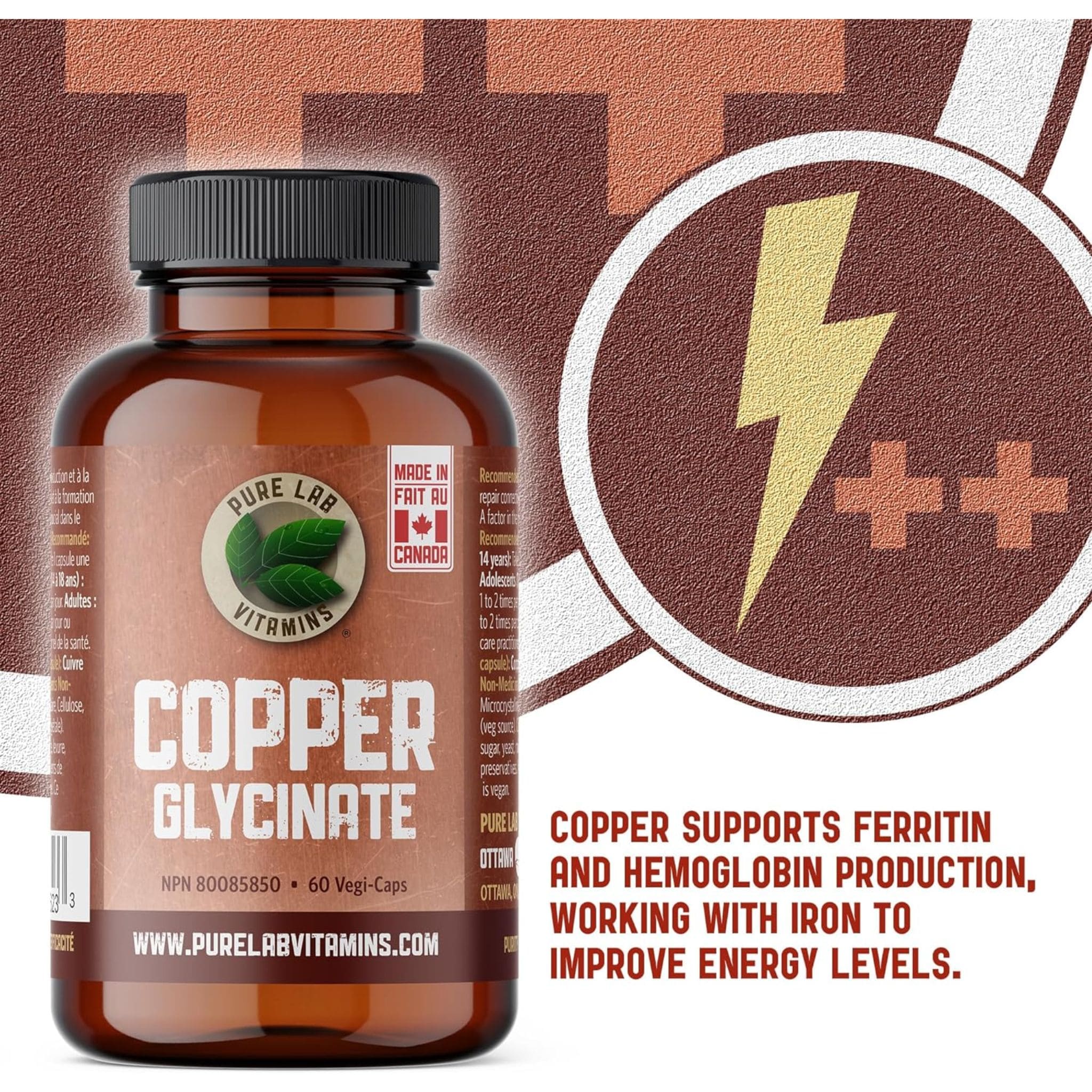Pure Lab Vitamins Copper Glycinate 1mg, 60-150 Capsules - Image 8