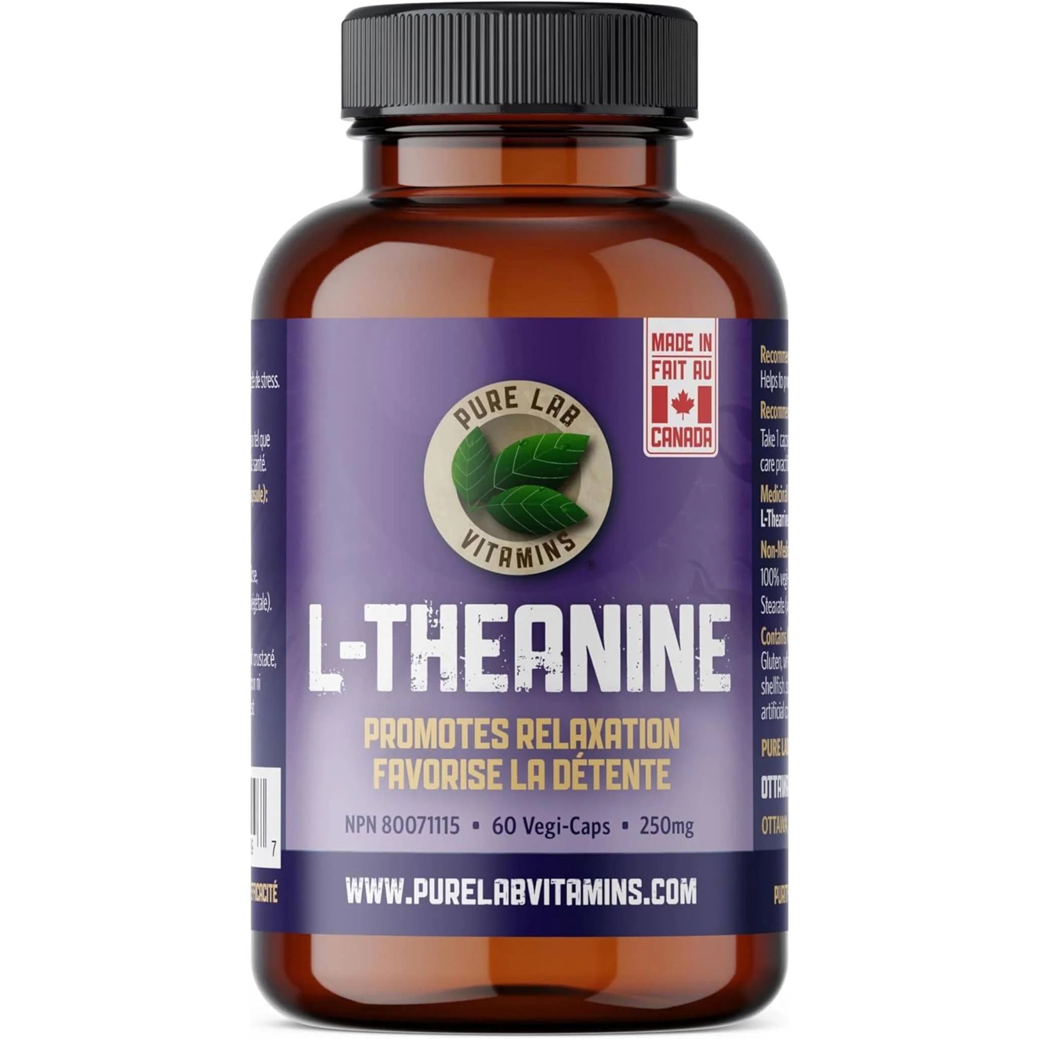 Pure Lab Vitamins L-Theanine 250mg, 60 Capsules