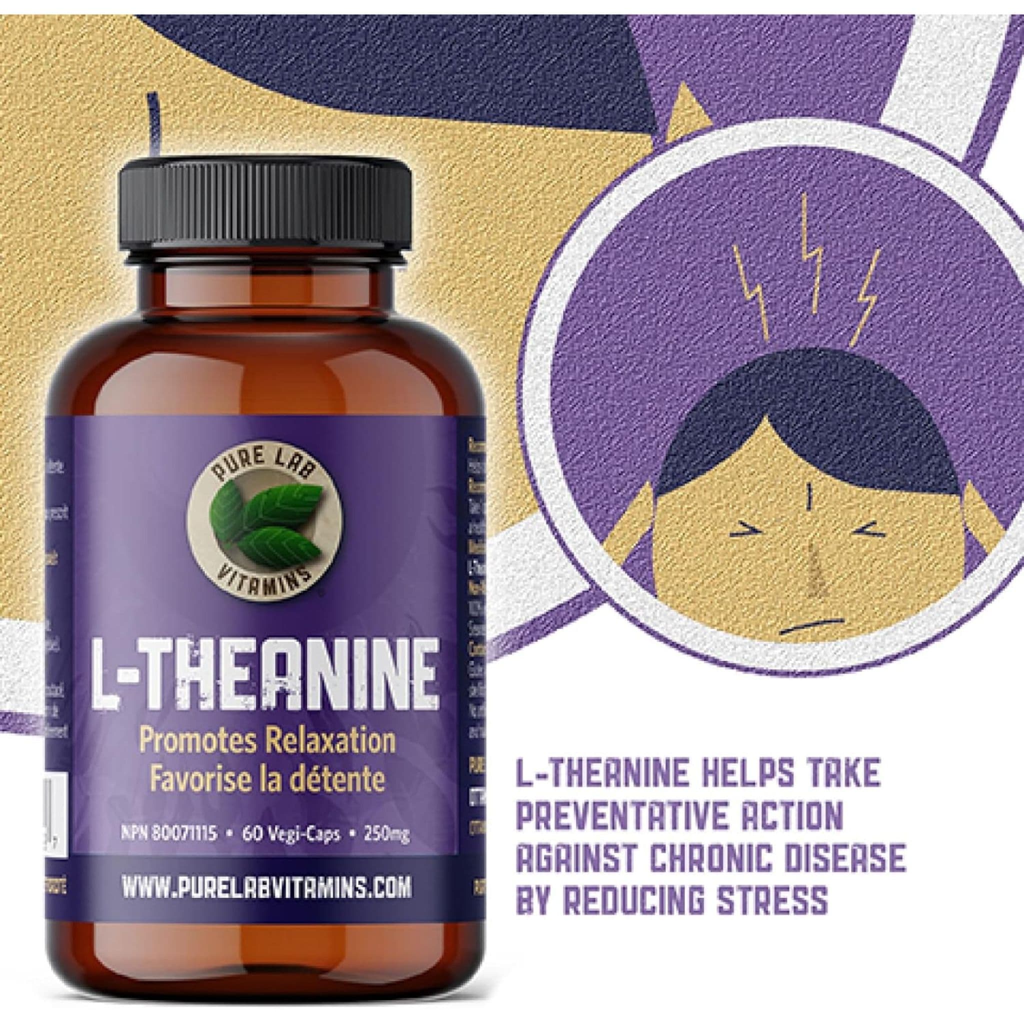 Pure Lab Vitamins L-Theanine 250mg, 60 Capsules - Image 8
