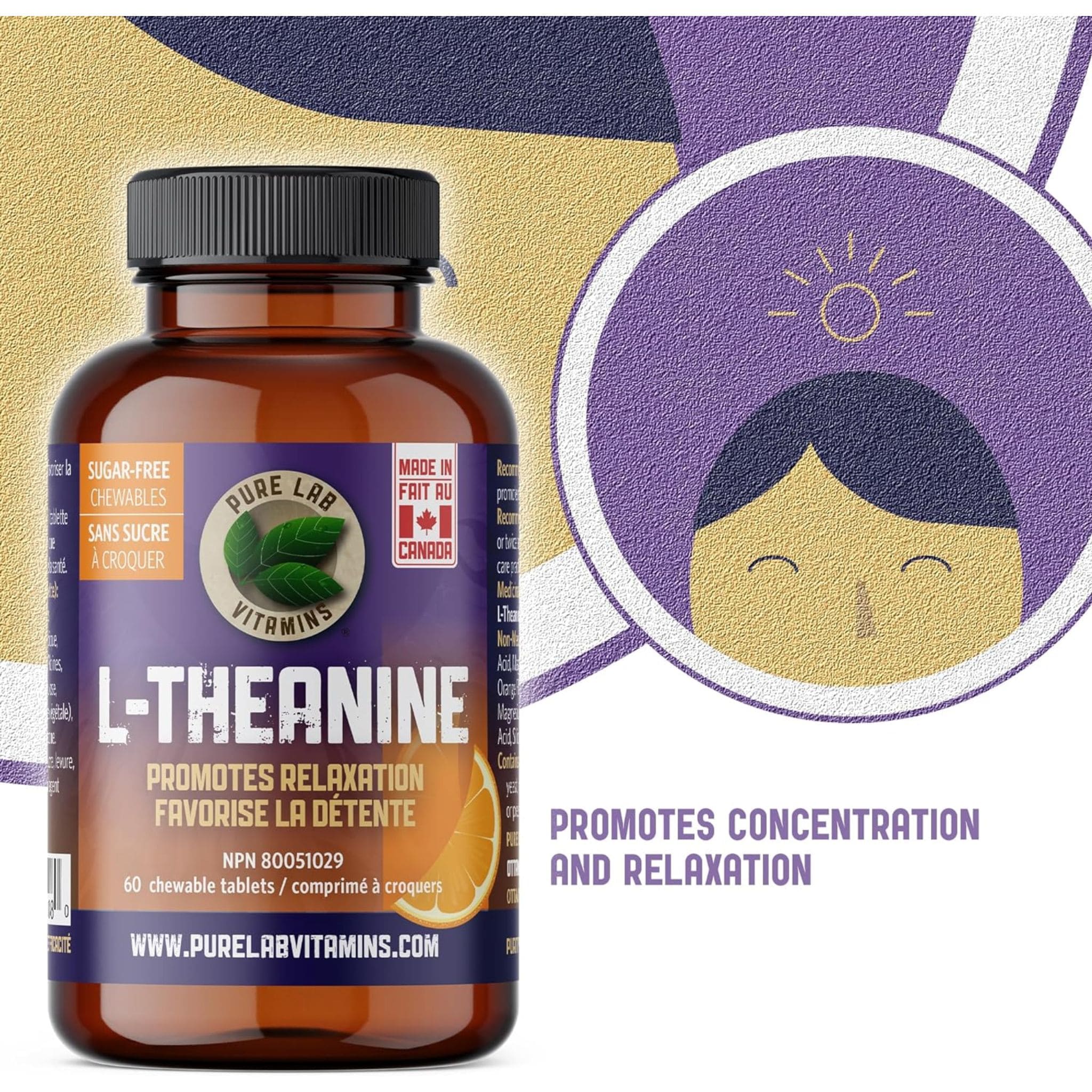 Pure Lab Vitamins L-Theanine Chewables 125mg, 60 Chewable Tablets - Image 7