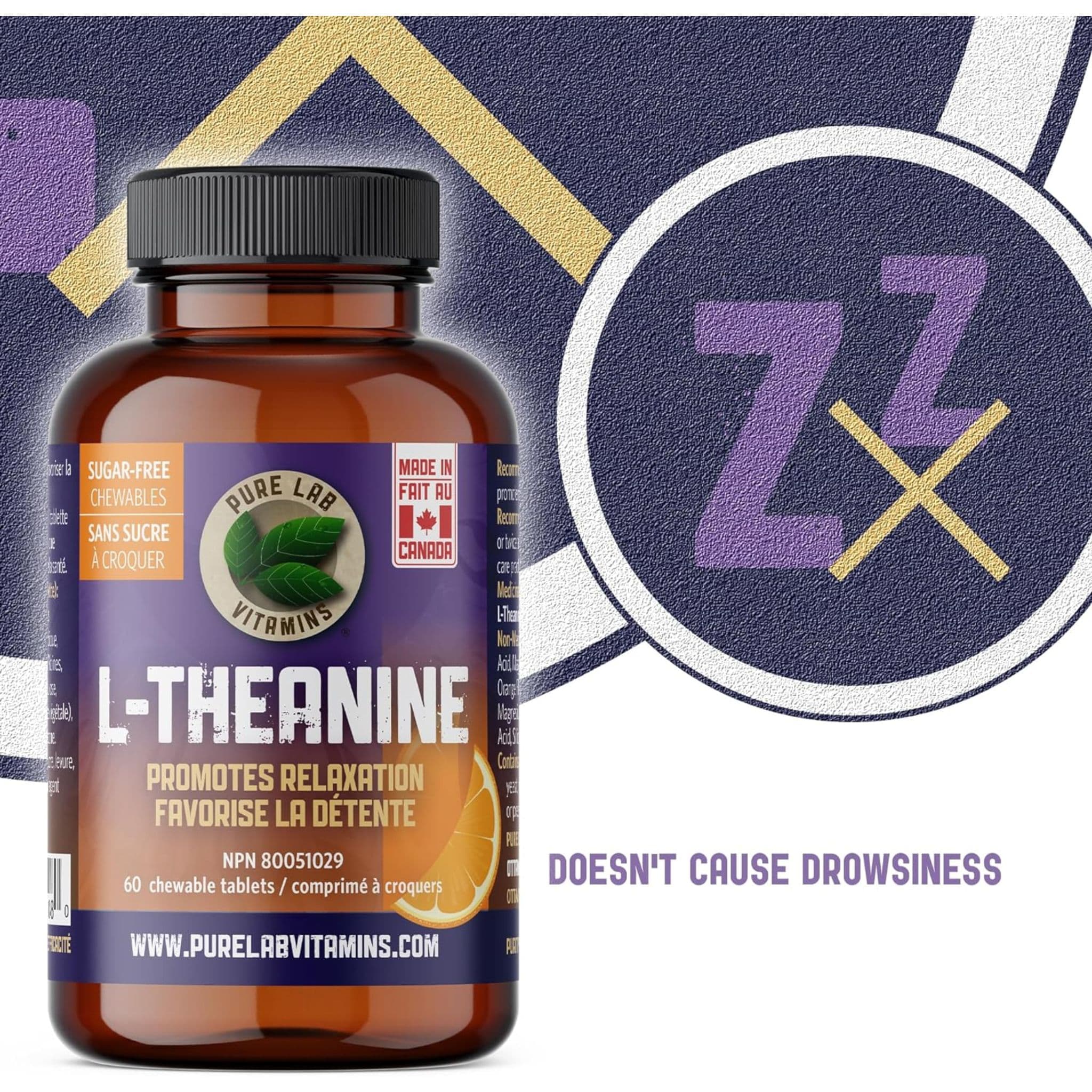 Pure Lab Vitamins L-Theanine Chewables 125mg, 60 Chewable Tablets - Image 8