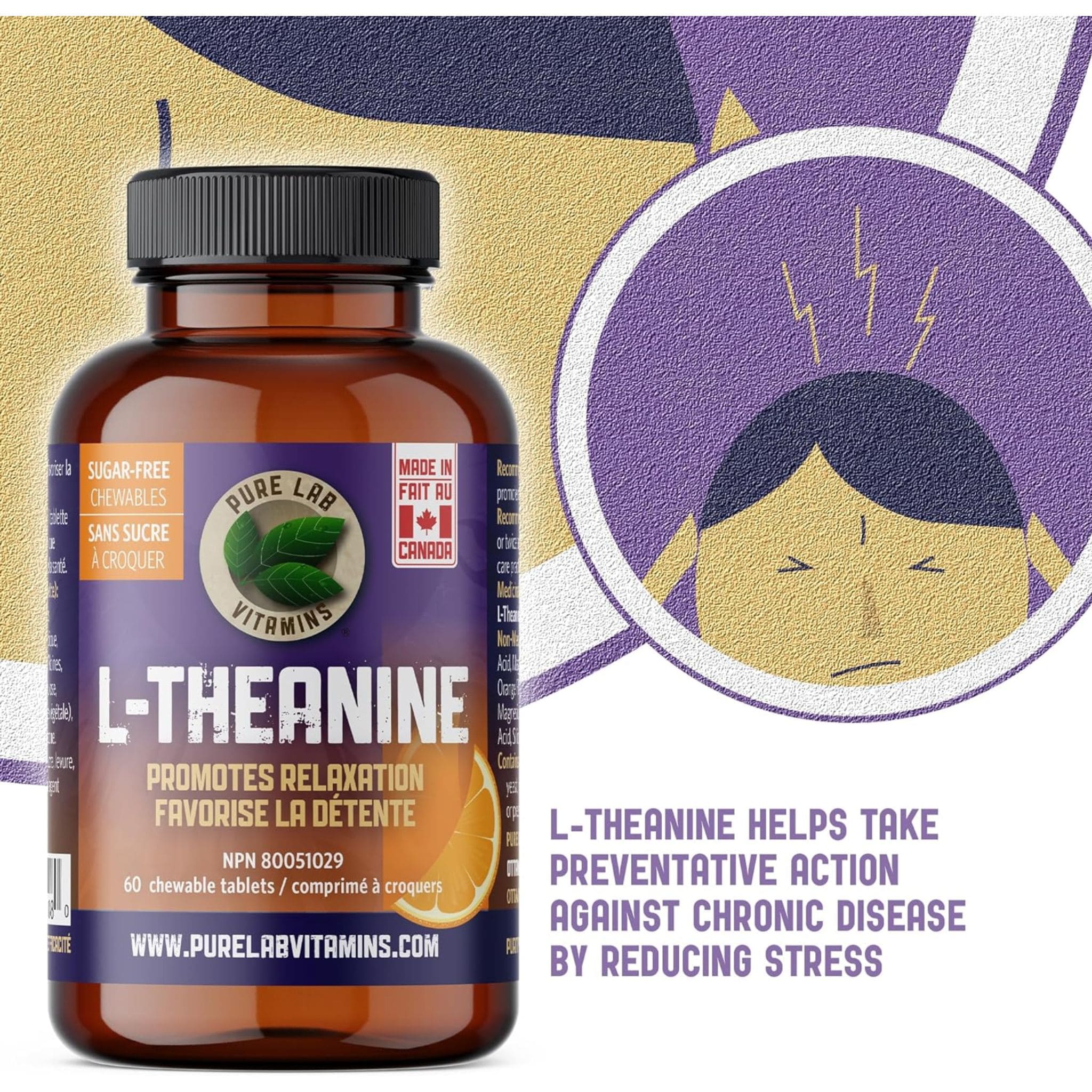 Pure Lab Vitamins L-Theanine Chewables 125mg, 60 Chewable Tablets - Image 9