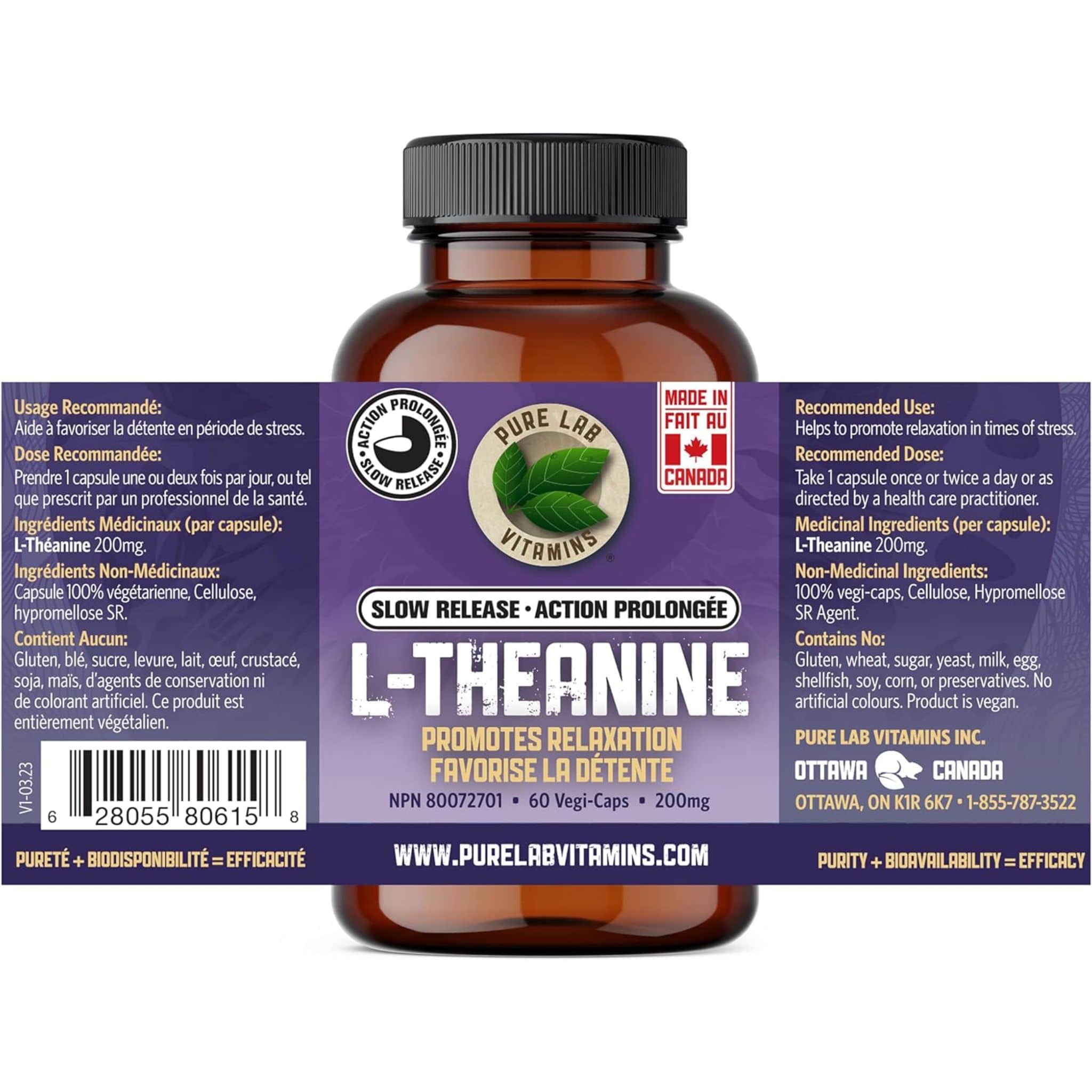 Pure Lab Vitamins L-Theanine 200mg Slow Release - Image 4