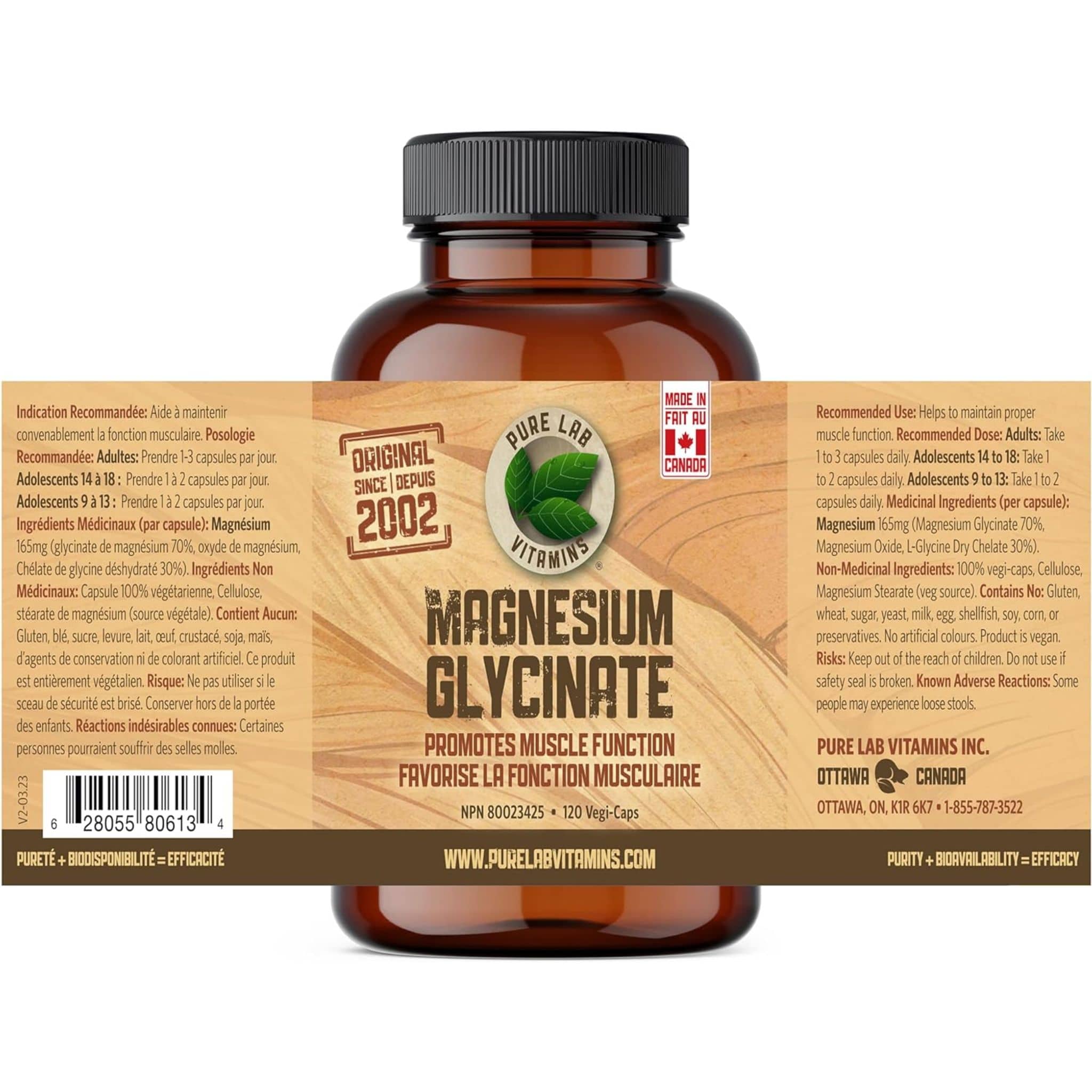 Pure Lab Vitamins Magnesium Glycinate 165mg - Image 2