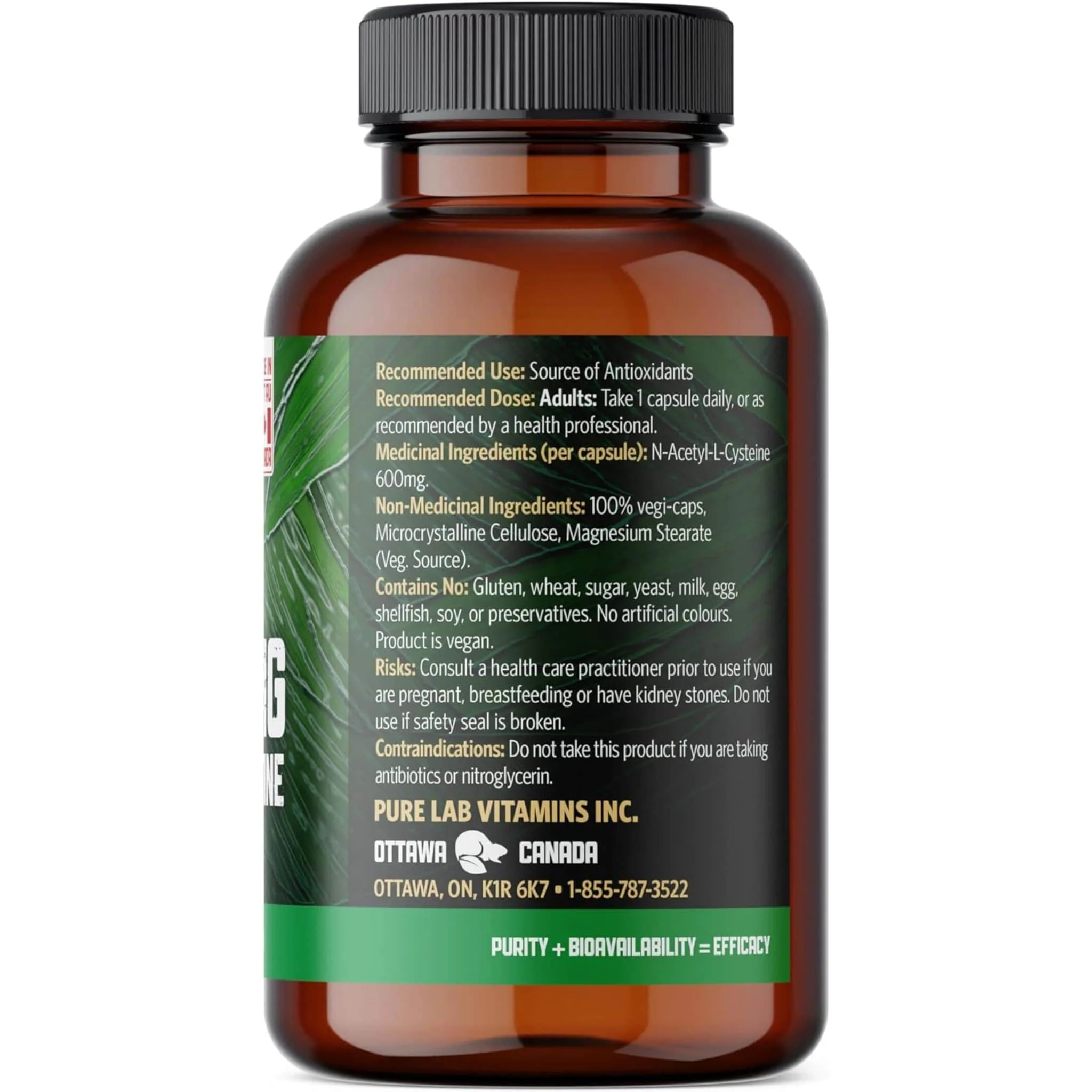 Pure Lab Vitamins NAC 600mg, 120 Vegetable Capsules - Image 3