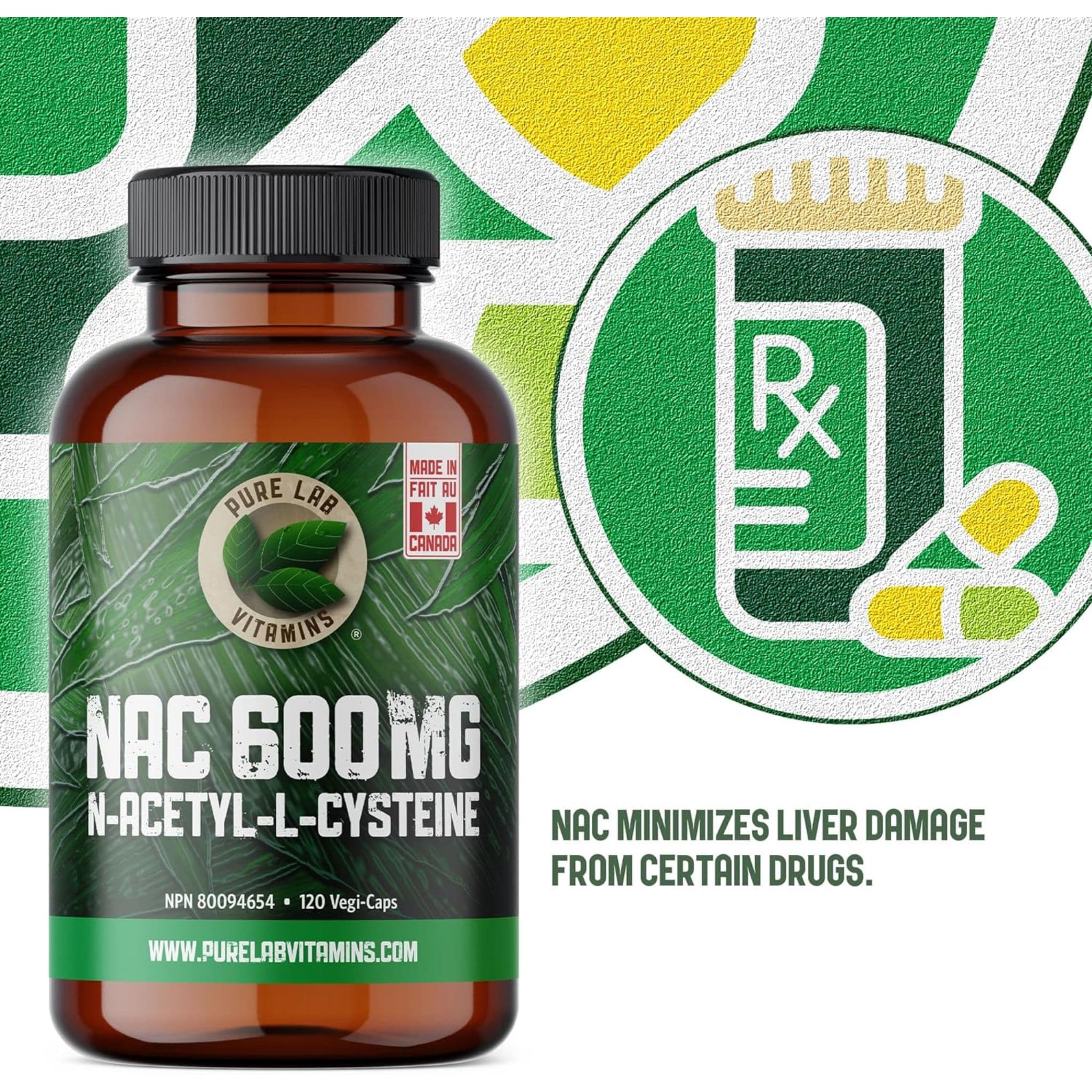 Pure Lab Vitamins NAC 600mg, 120 Vegetable Capsules - Image 7