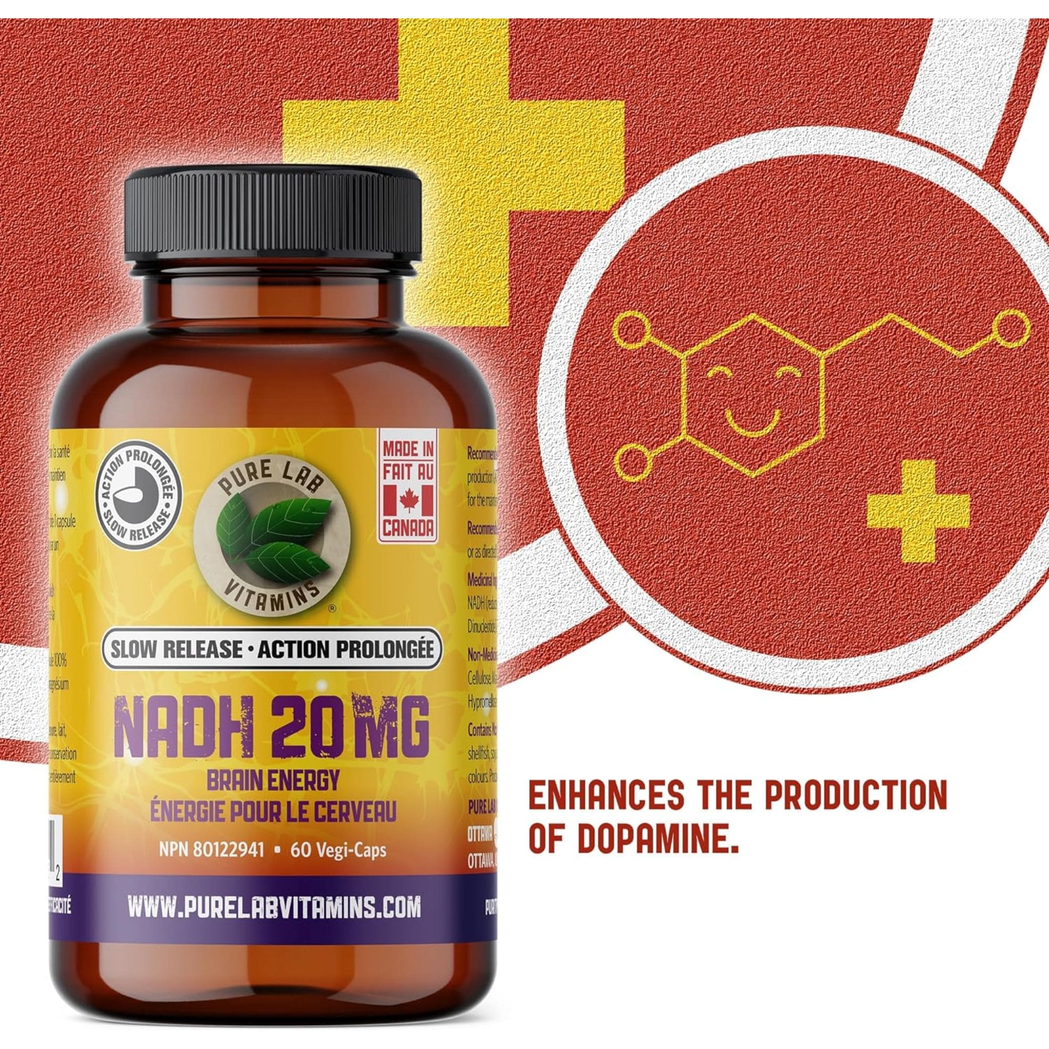 Pure Lab Vitamins NADH 20mg Slow Release Stabilized, 60 Vegi-Caps - Image 6