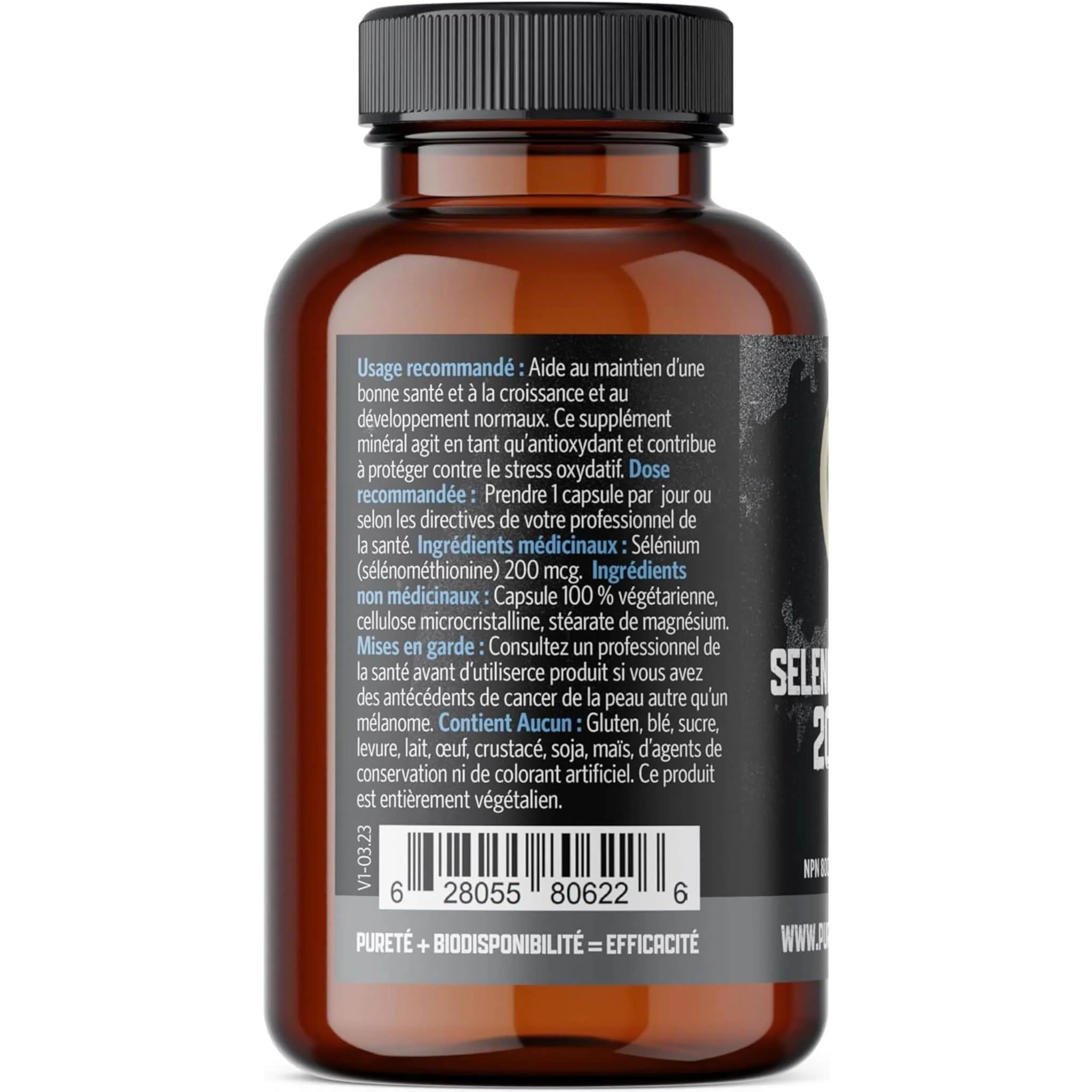 Pure Lab Vitamins Selenomethionine 200mcg Selenium, Higher Bioavailability, 60 Capsules - Image 2