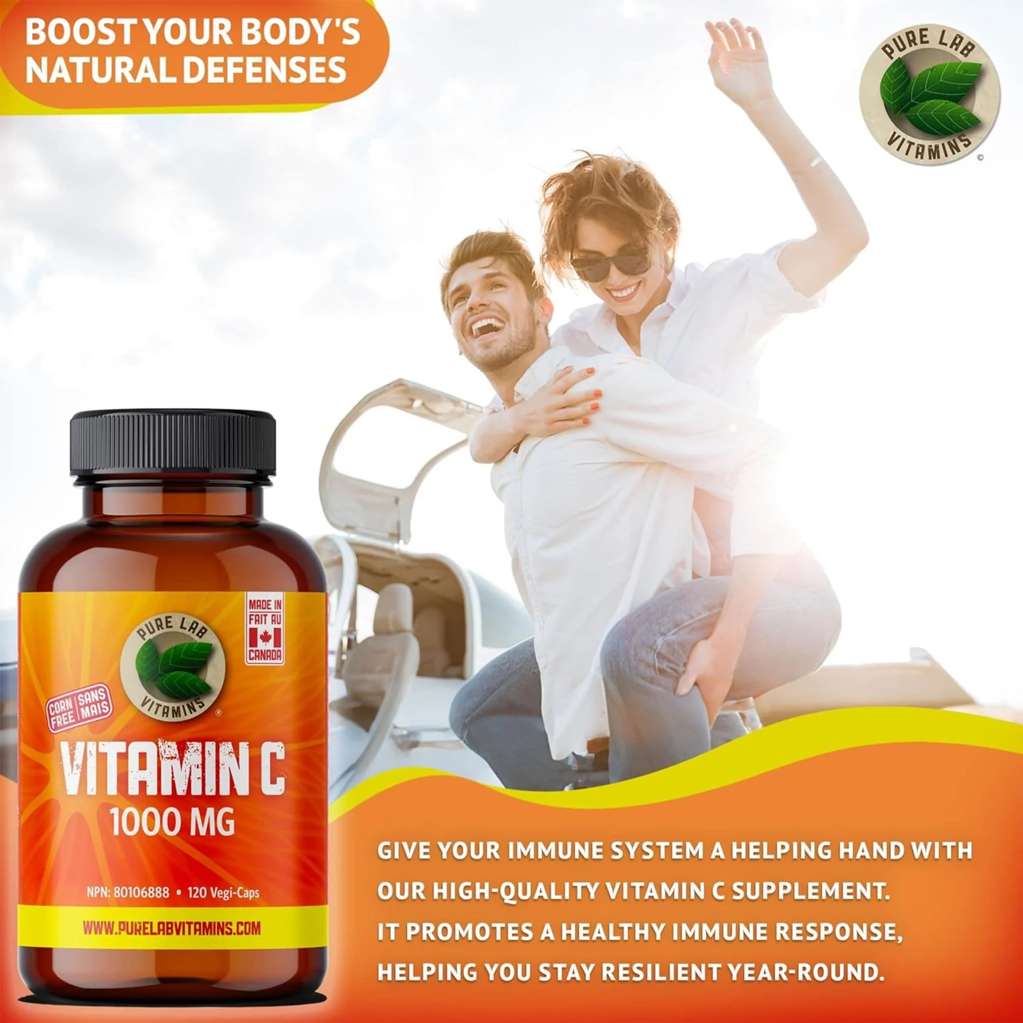 Pure Lab Vitamins Vitamin C 1000mg (Corn Free), 120 Capsules - Image 3