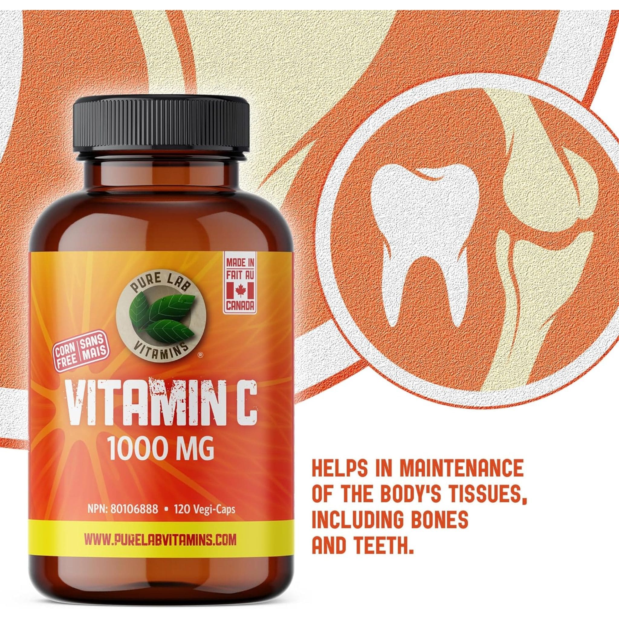 Pure Lab Vitamins Vitamin C 1000mg (Corn Free), 120 Capsules - Image 5