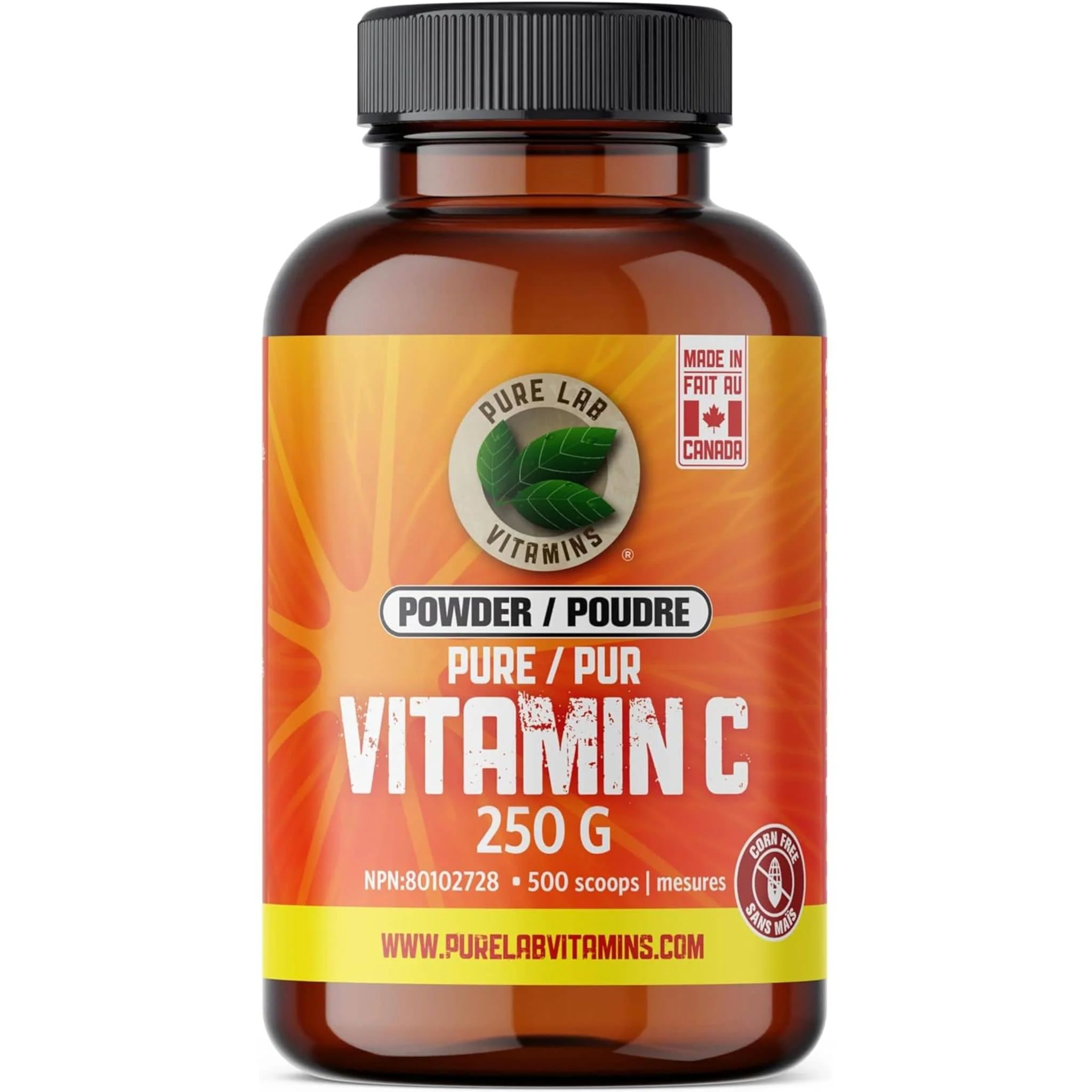 Pure Lab Vitamins Vitamin C Powder, Corn Free, 250g