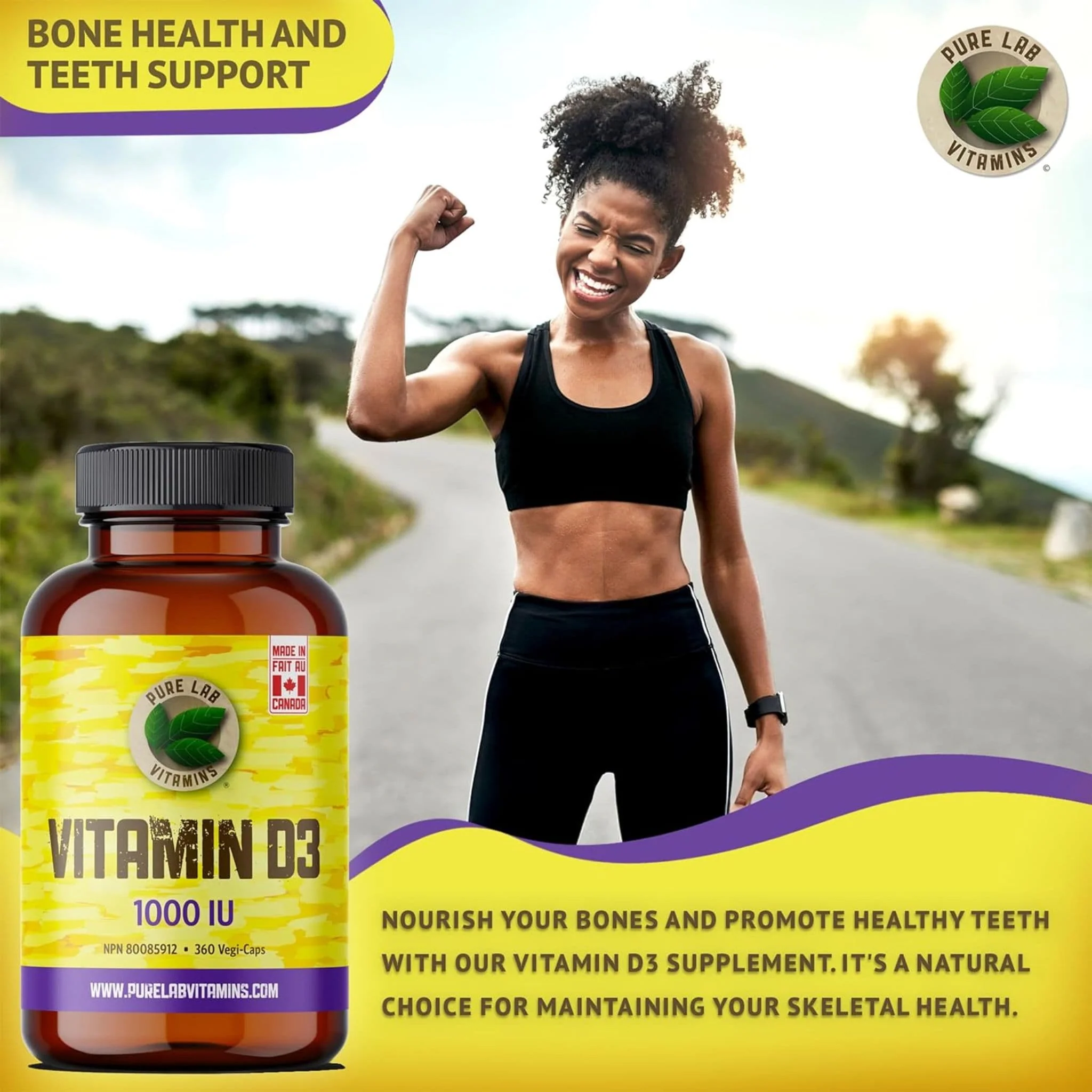Pure Lab Vitamins Vitamin D3 1000IU, 360 Capsules - Image 3