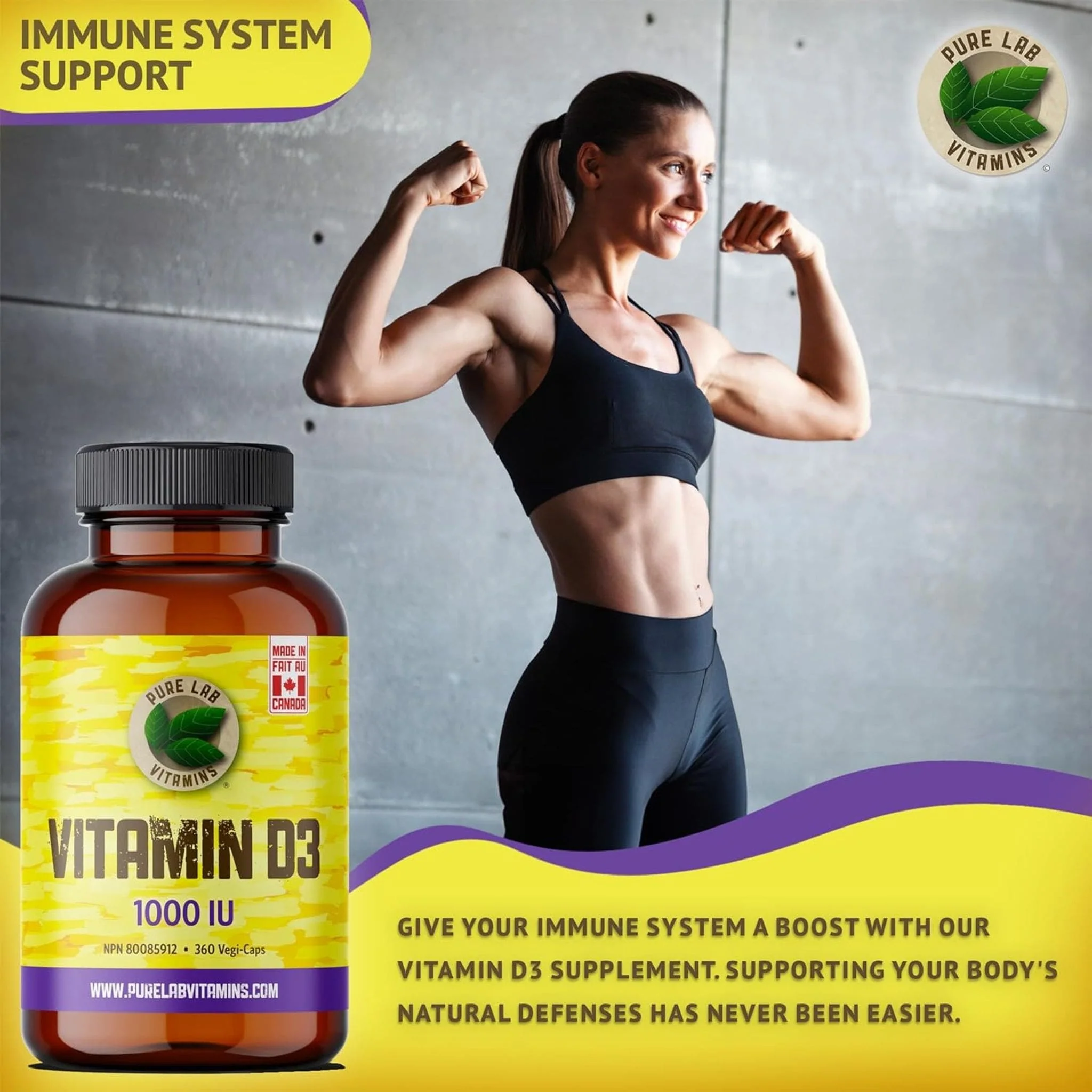Pure Lab Vitamins Vitamin D3 1000IU, 360 Capsules - Image 4