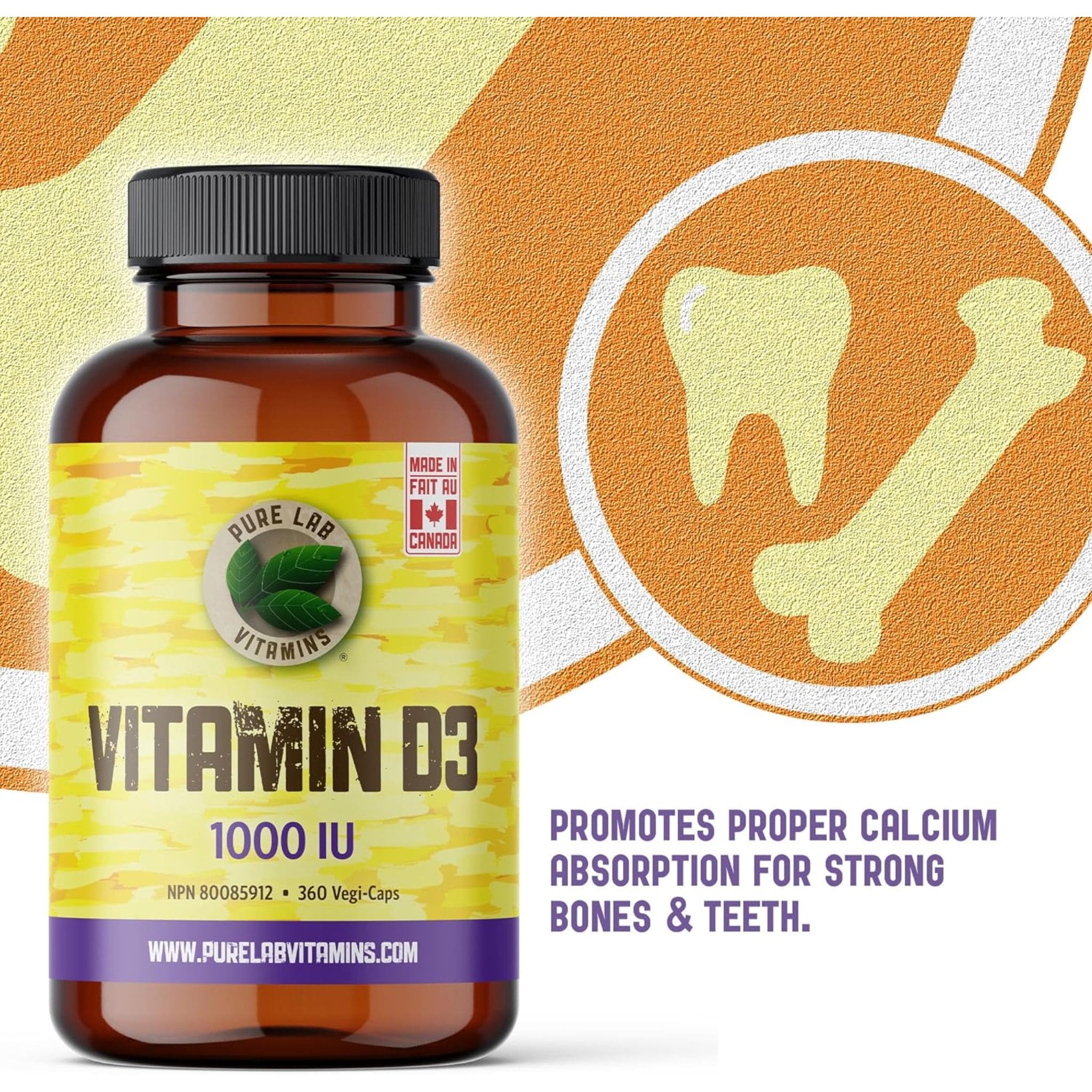 Pure Lab Vitamins Vitamin D3 1000IU, 360 Capsules - Image 5