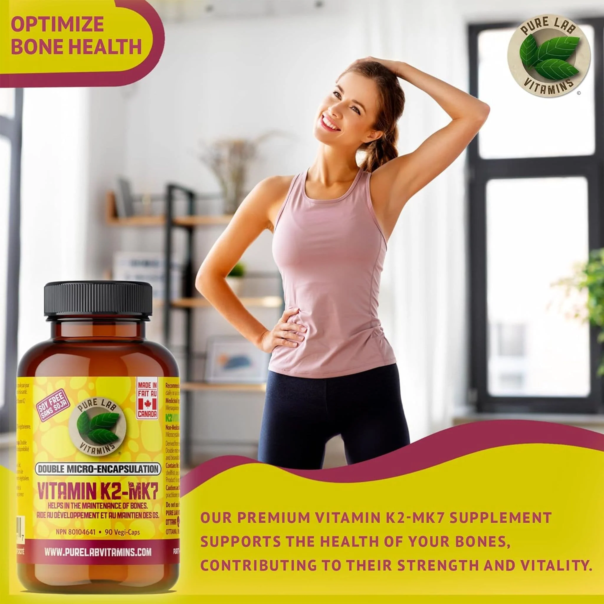 Pure Lab Vitamins Vitamin K2 - MK7 120mcg (Soy free), 90 Capsules - Image 3