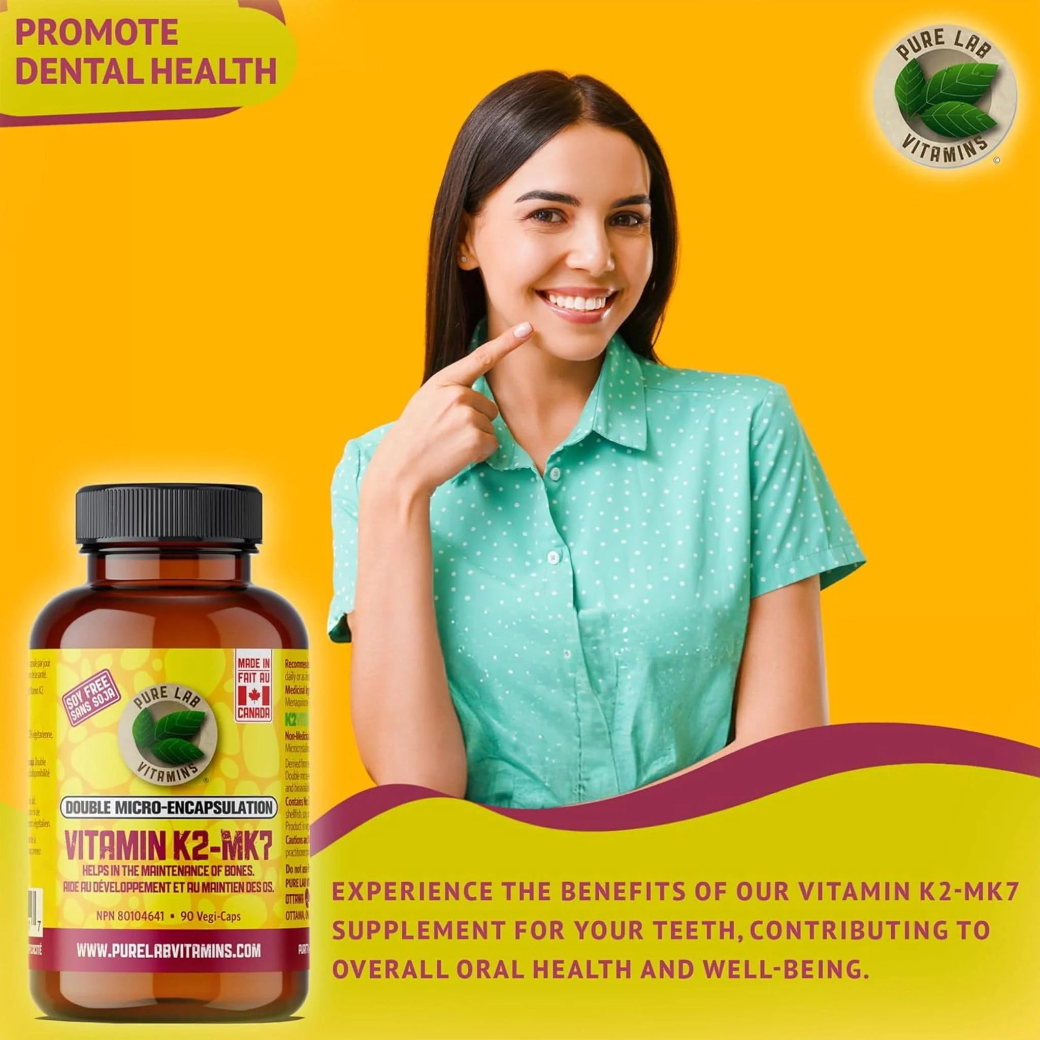 Pure Lab Vitamins Vitamin K2 - MK7 120mcg (Soy free), 90 Capsules - Image 4