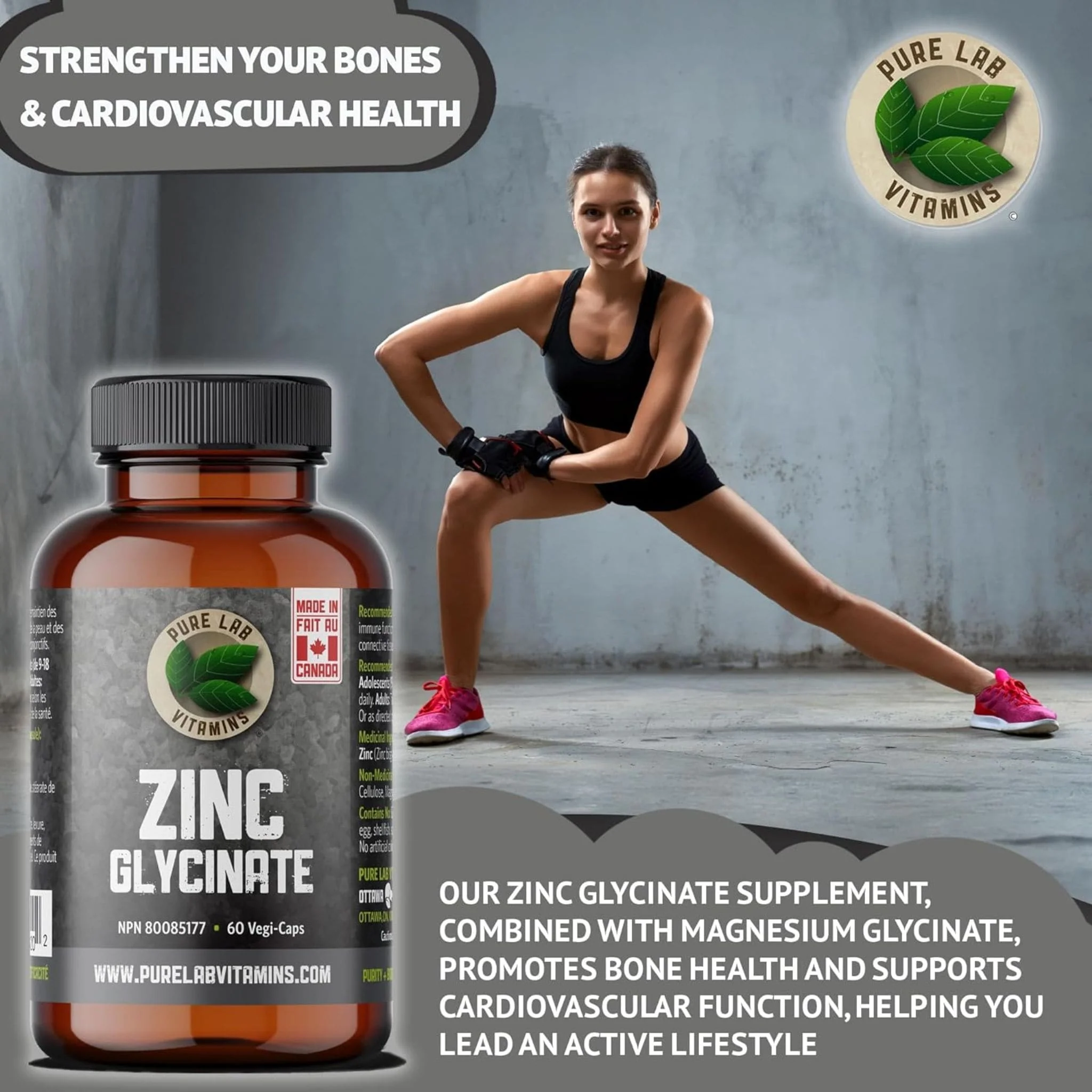 Pure Lab Vitamins Zinc Glycinate 23mg, 60 Capsules - Image 4