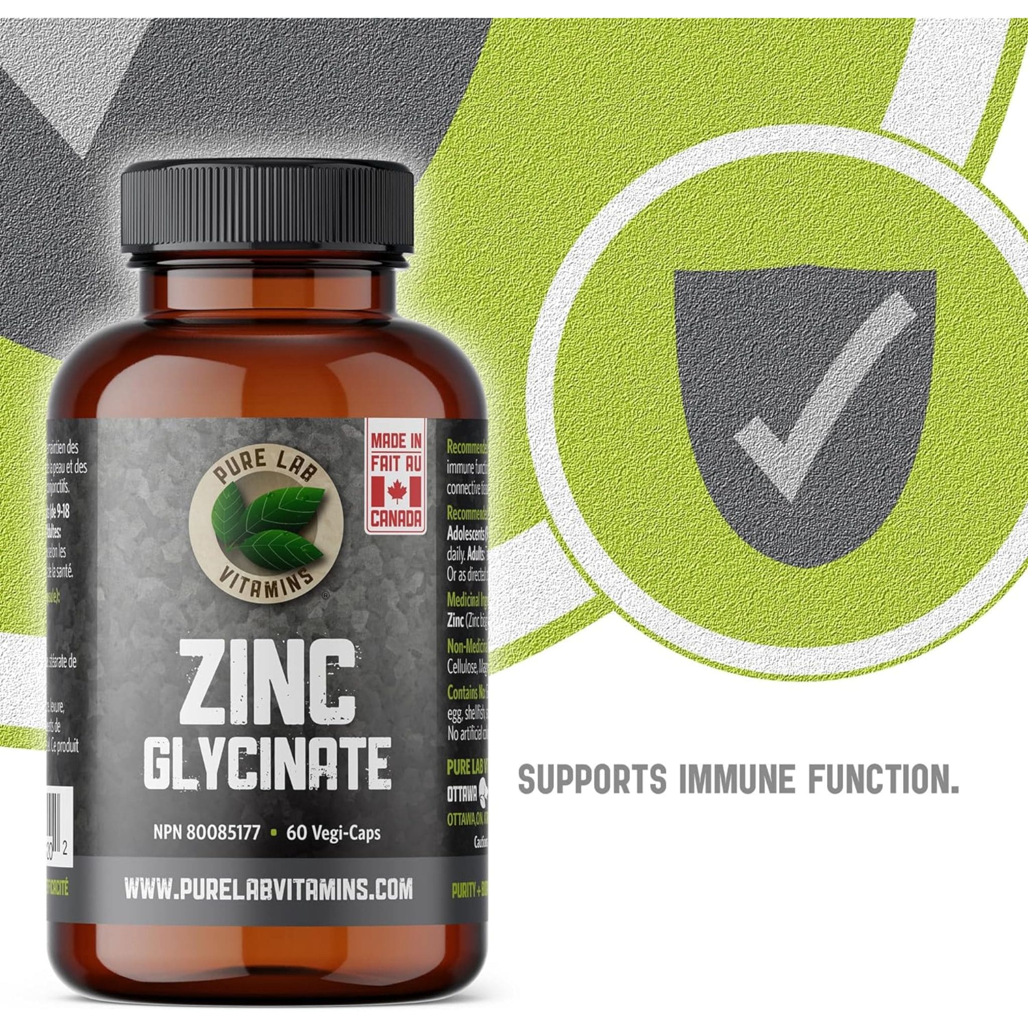 Pure Lab Vitamins Zinc Glycinate 23mg, 60 Capsules - Image 6