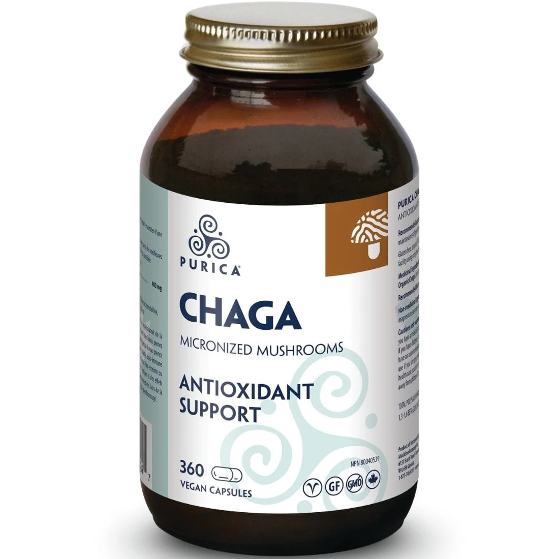 Purica Chaga Mushrooms 250mg, Micronized and Non-GMO, Capsules - Image 2