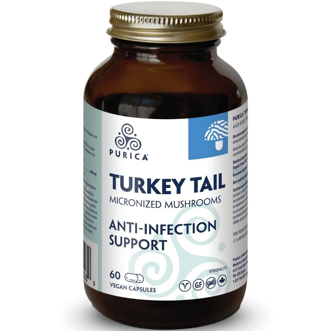 Purica Turkey Tail Micronized Mushrooms (Coriolus), 500mg, Vegetable Capsules - Image 2