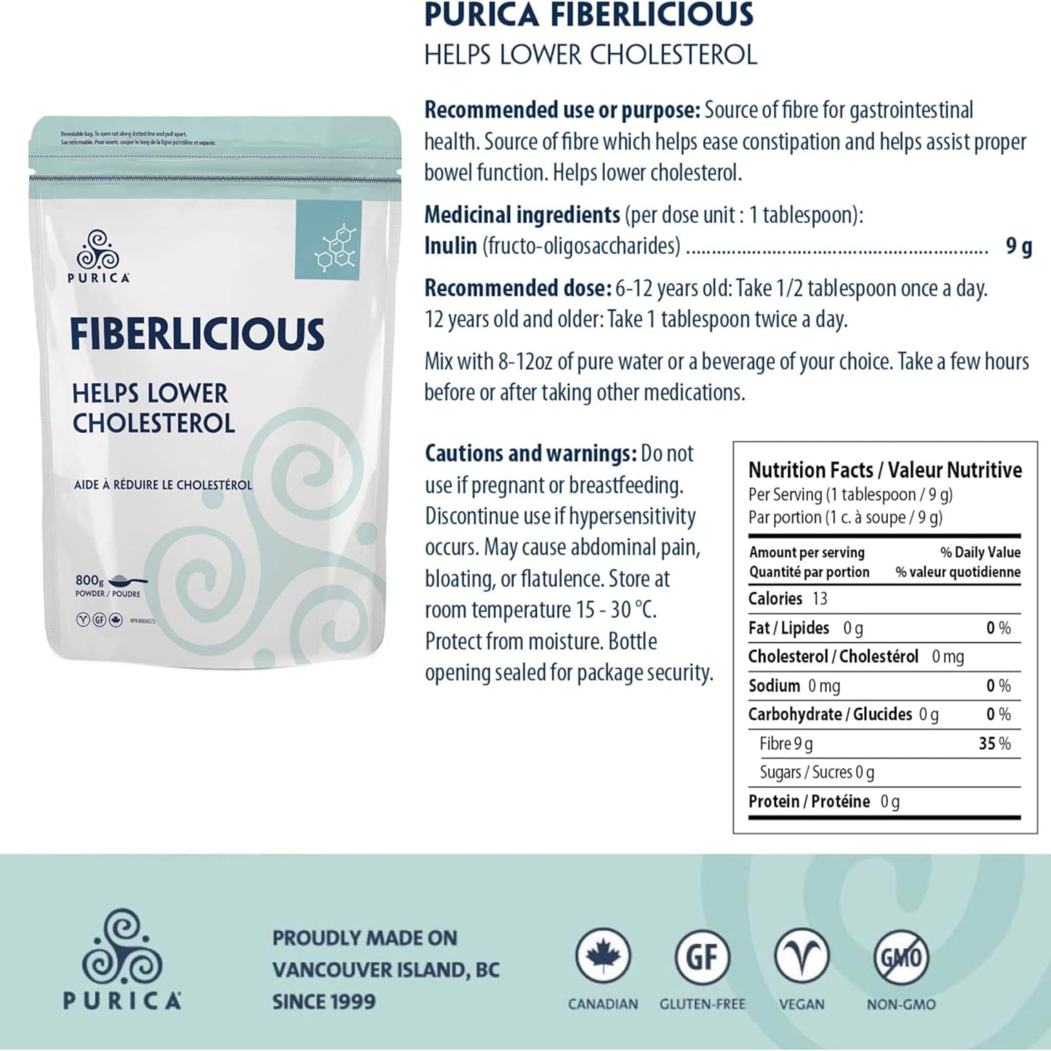 Purica Fiberlicious Powder, 100% Pure Chicory Root Extract Powder - Image 2