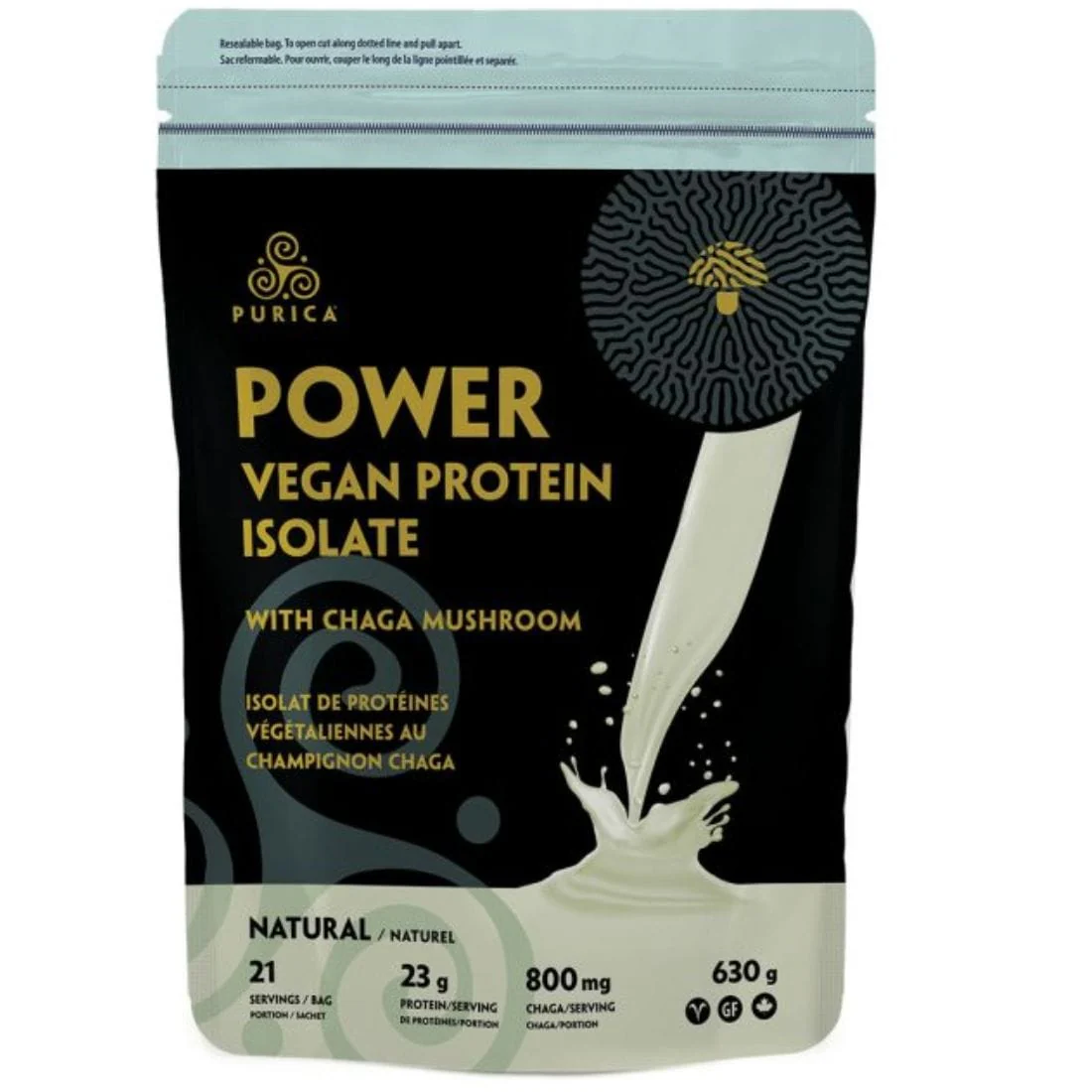 Purica Power Vegan Protein Isolate with 800mg Organic Chaga per Serving, 630g - Image 2
