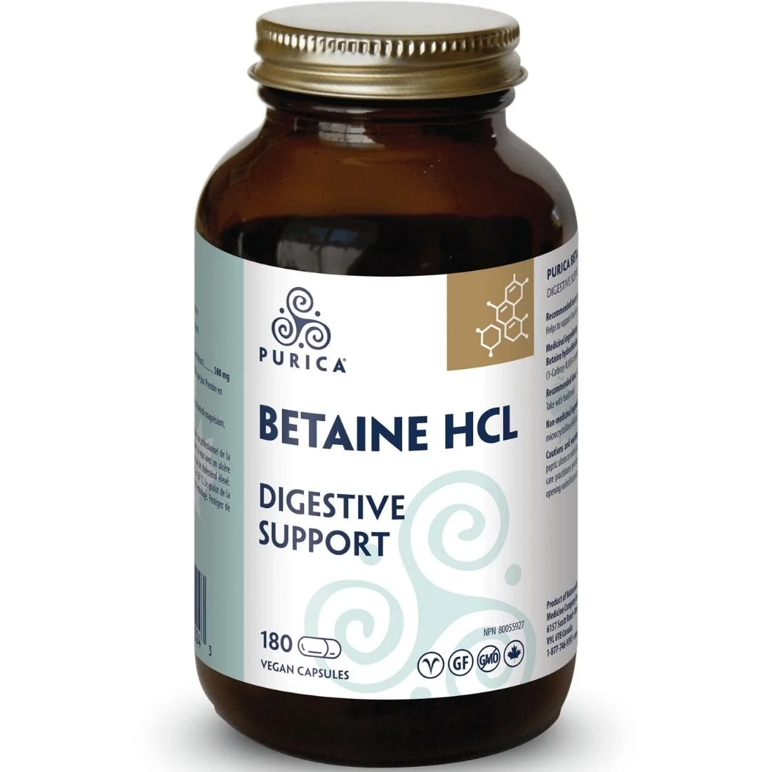 Purica Pure Betaine HCL 500mg, 180 Capsules