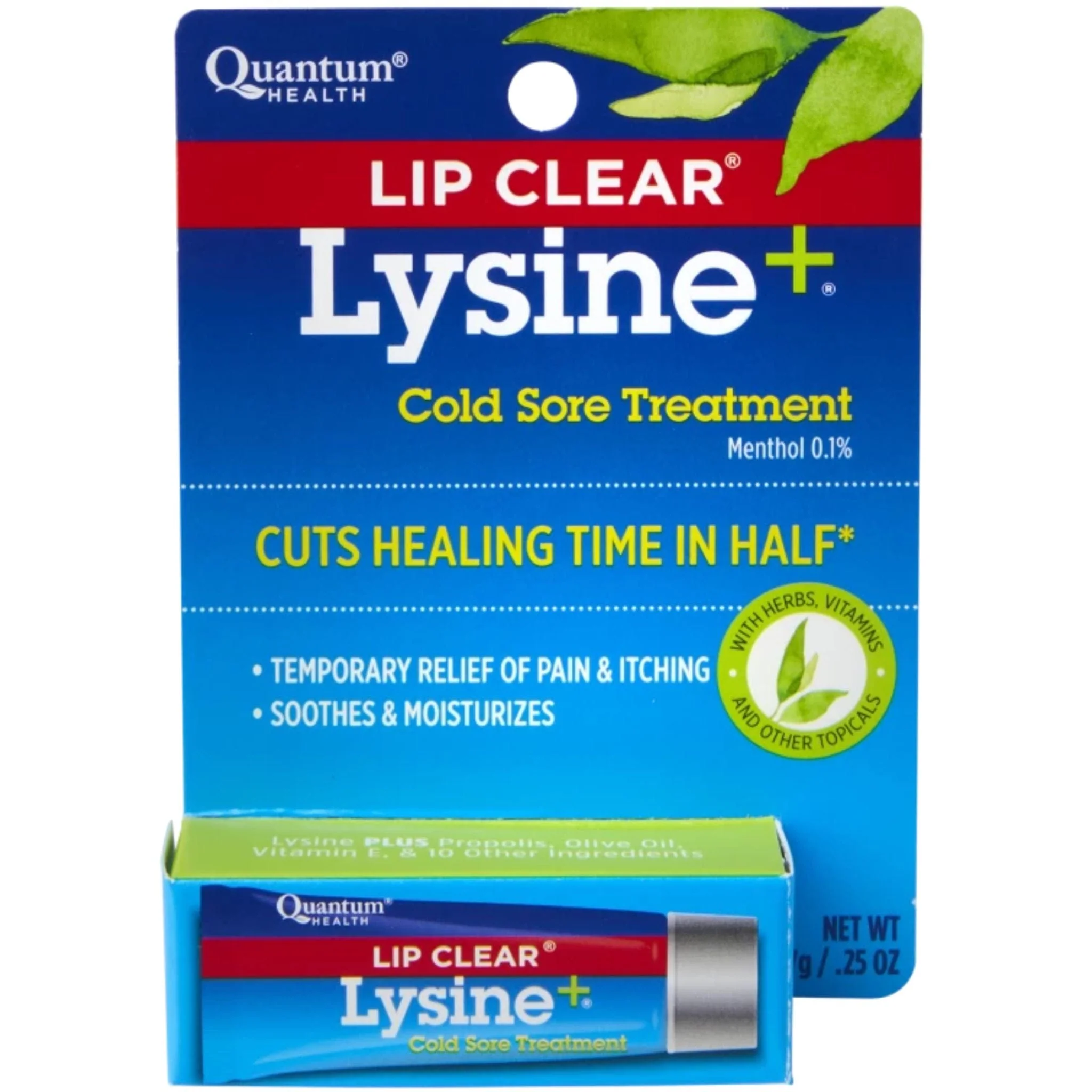 Quantum Health Lip Clear Lysine+ Cold Sore Treatment, Cuts healing time in half, 7g