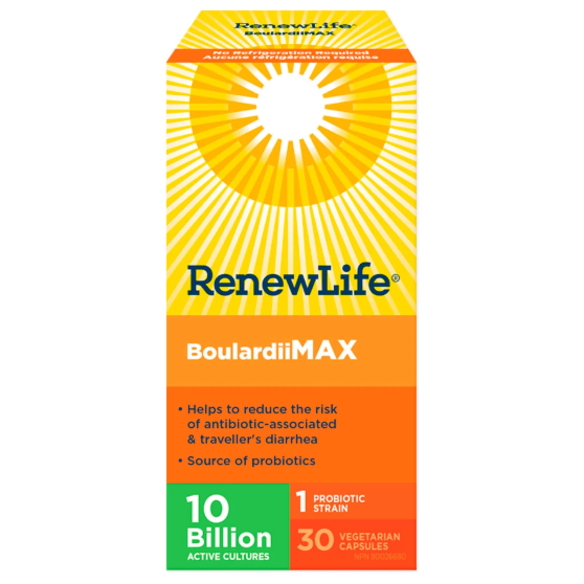 Renew Life BoulardiiMAX Saccharomyces boulardii 10 Billion, Helps treat diarrhea including traveler’s diarrhea, 30 Vegetable Capsules