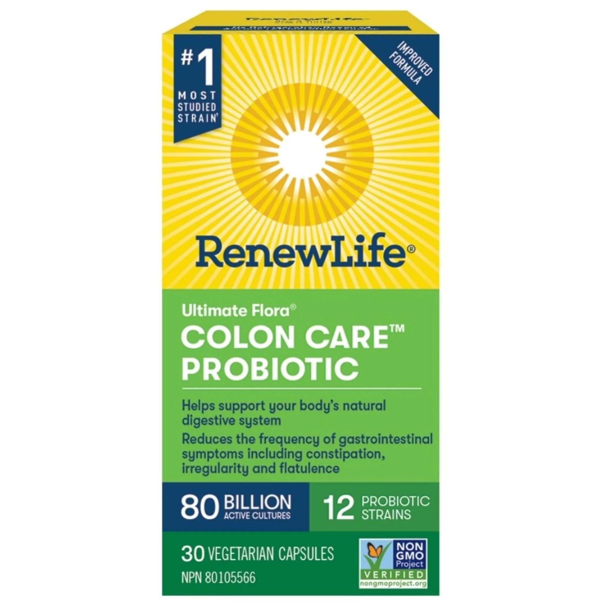 Renew Life Ultimate Flora Colon Care, 80 Billion, 30 Vegetable Capsules