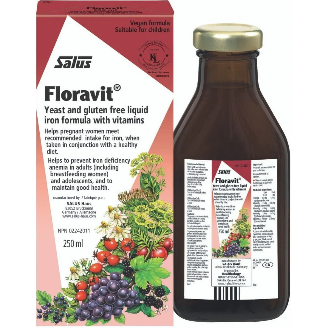 Salus Floravit Liquid Iron Supplement with Vitamins, Yeast Free, Gluten Free & Vegan - Image 2