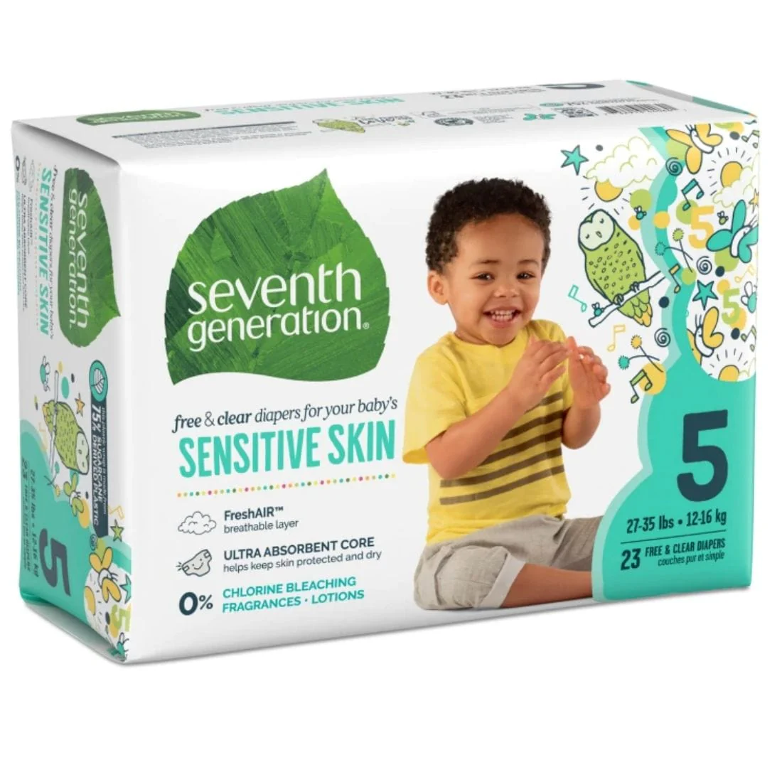 Seventh Generation Free & Clear Baby Diapers, Ultra Absorbent, Sizes 1-6, No chlorine bleaching, lotions or fragrances added - Image 10