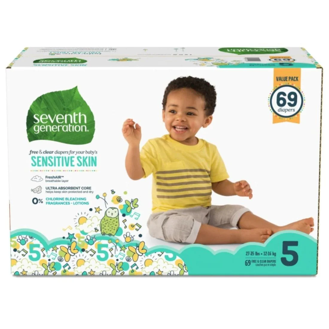 Seventh Generation Free & Clear Baby Diapers, Ultra Absorbent, Sizes 1-6, No chlorine bleaching, lotions or fragrances added - Image 11