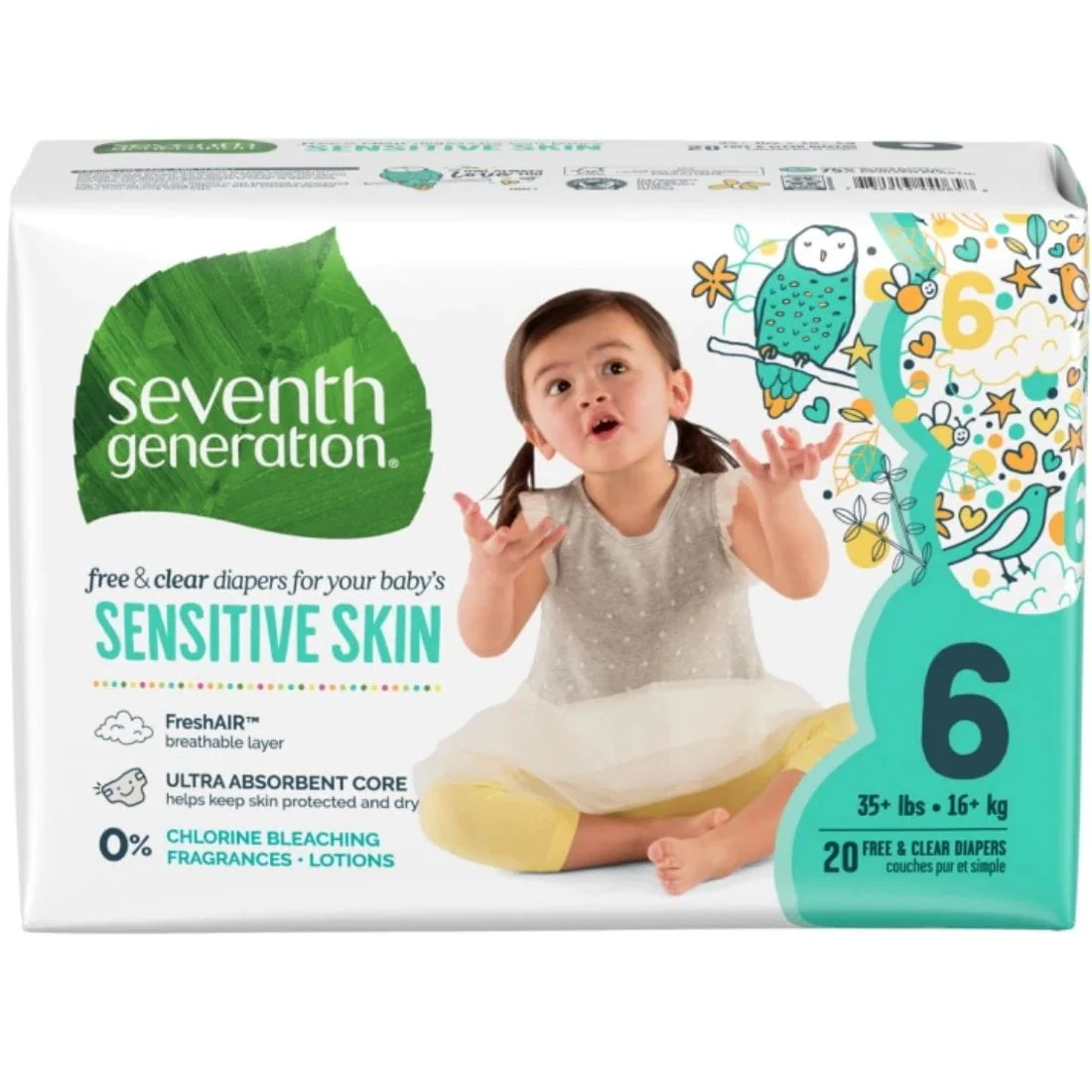 Seventh Generation Free & Clear Baby Diapers, Ultra Absorbent, Sizes 1-6, No chlorine bleaching, lotions or fragrances added - Image 12