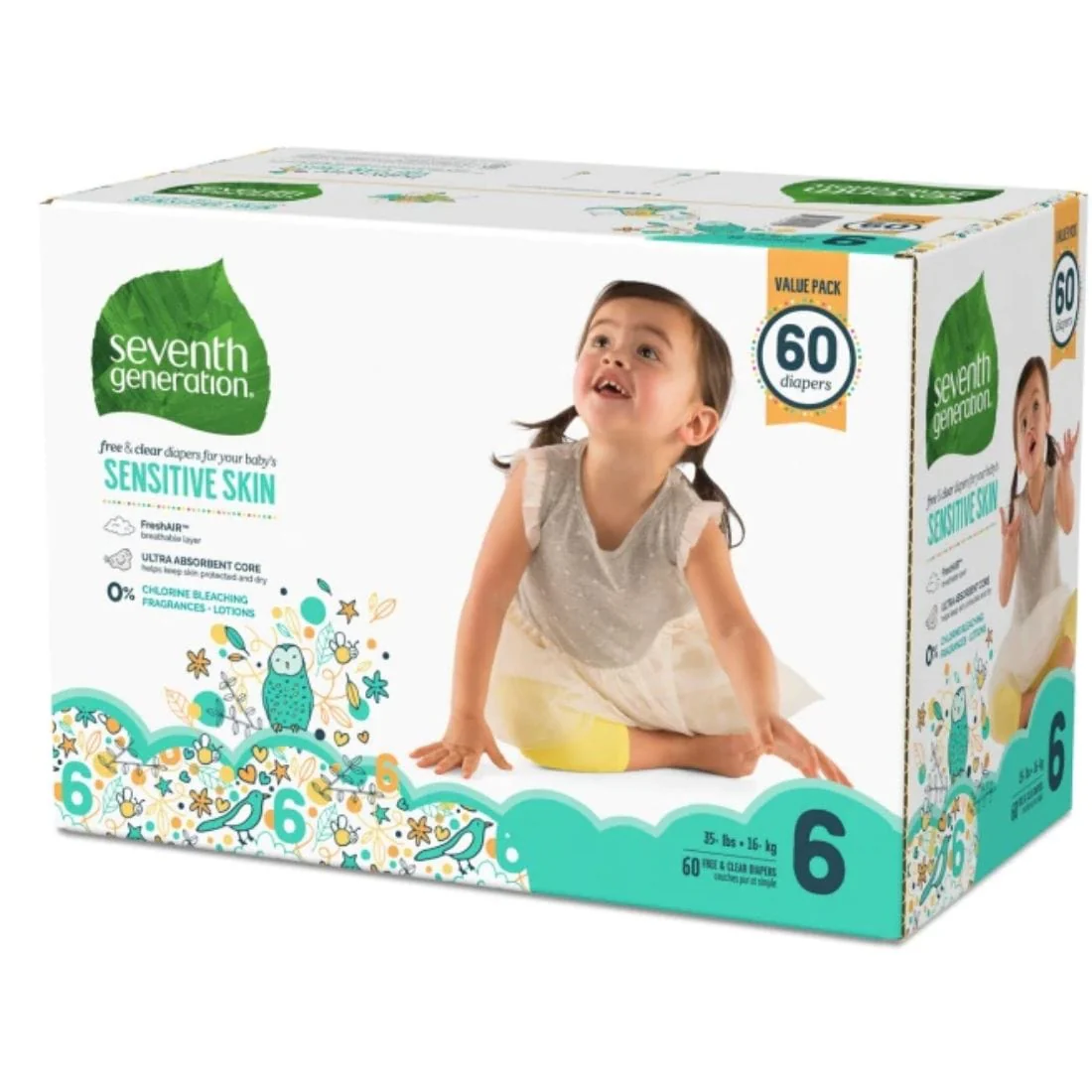 Seventh Generation Free & Clear Baby Diapers, Ultra Absorbent, Sizes 1-6, No chlorine bleaching, lotions or fragrances added - Image 13