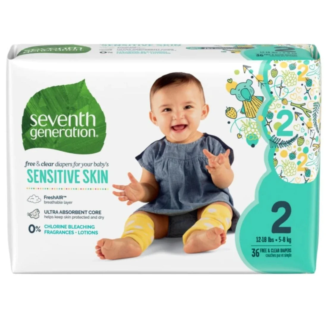 Seventh Generation Free & Clear Baby Diapers, Ultra Absorbent, Sizes 1-6, No chlorine bleaching, lotions or fragrances added - Image 4