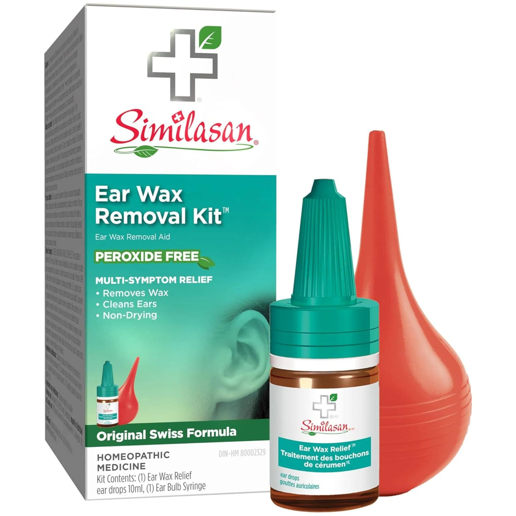 Similasan Ear Wax Removal Kit, Peroxide-Free Liquid Ear Drops for Clogged Ears, Itching and Ringing, Preservative-Free, Safe for Adults and Kids 12+, 10ml