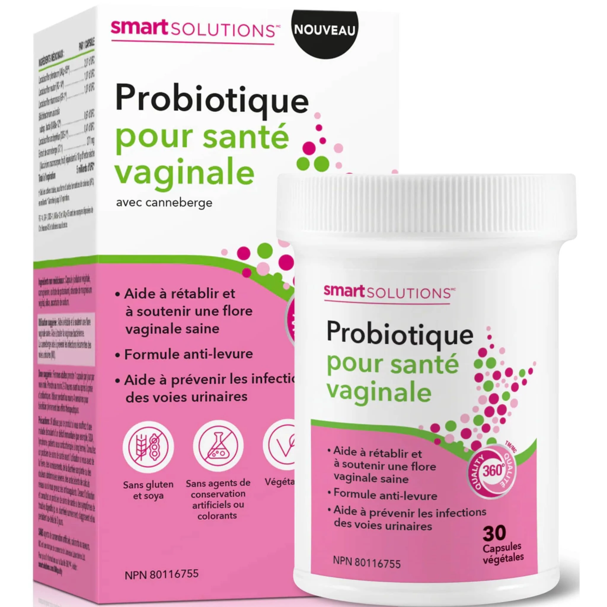 Smart Solutions Vaginal Health Probiotic With Cranberry, 30 Vegetable Capsules - Image 2
