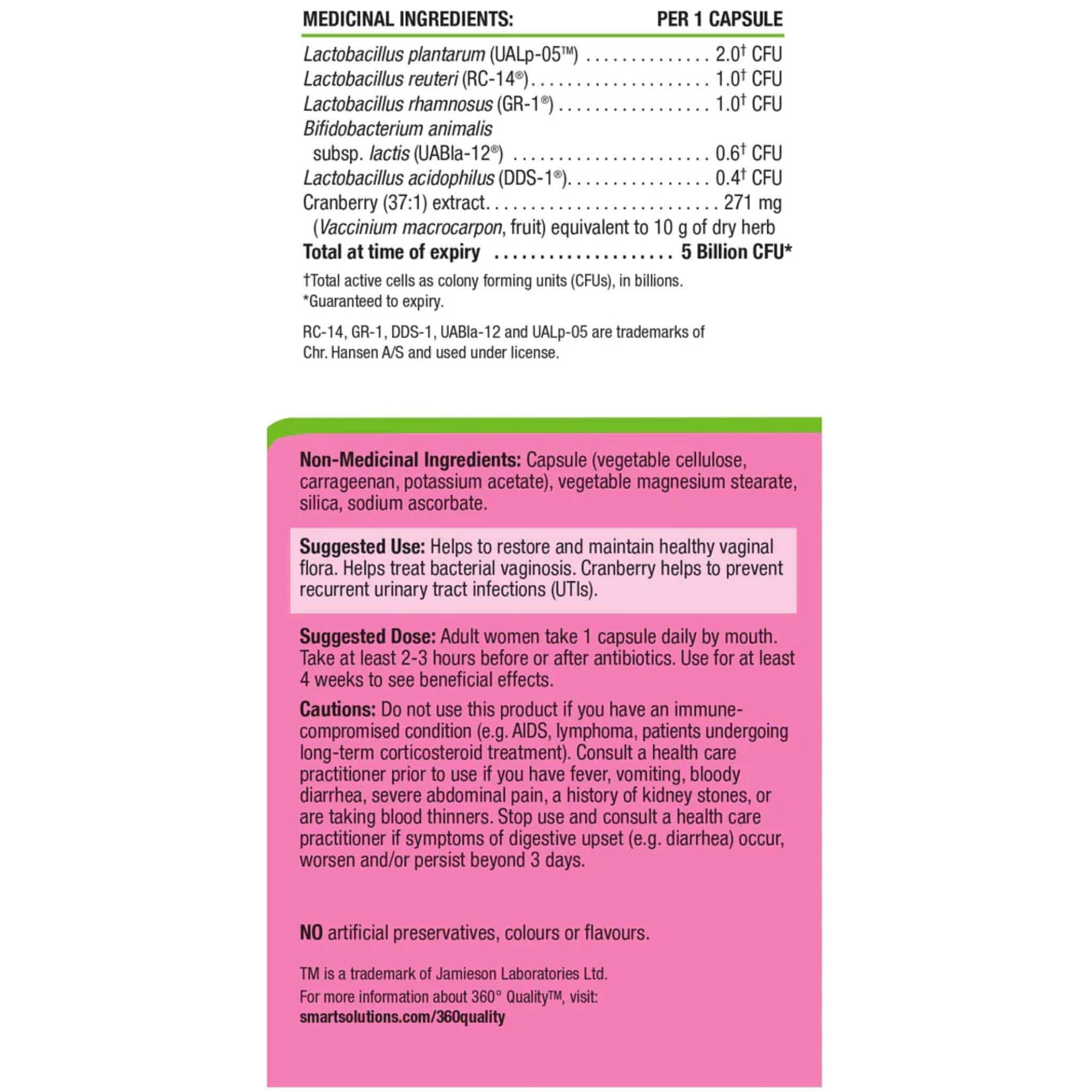 Smart Solutions Vaginal Health Probiotic With Cranberry, 30 Vegetable Capsules - Image 5