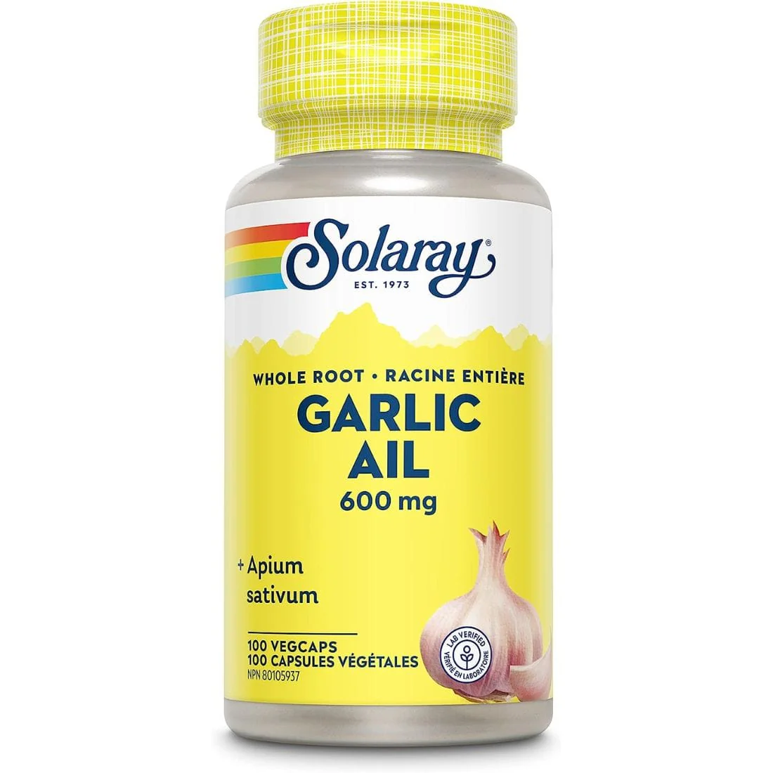 Solaray Whole Root Garlic 600mg, 100 Vegetable Capsules