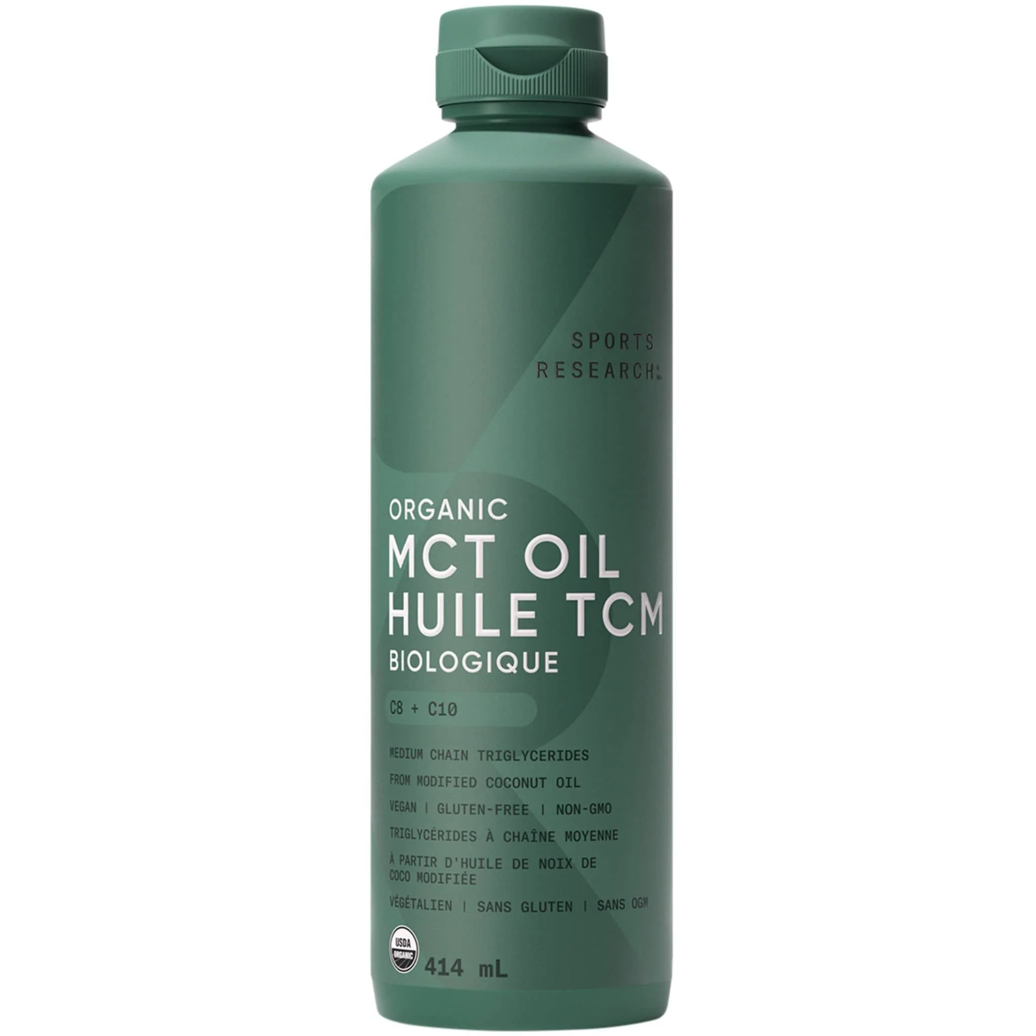 Sports Research Organic MCT Oil, Liquid, Pure Coconut-Derived Energy for Keto and Low-Carb Lifestyles 414ml-887ml