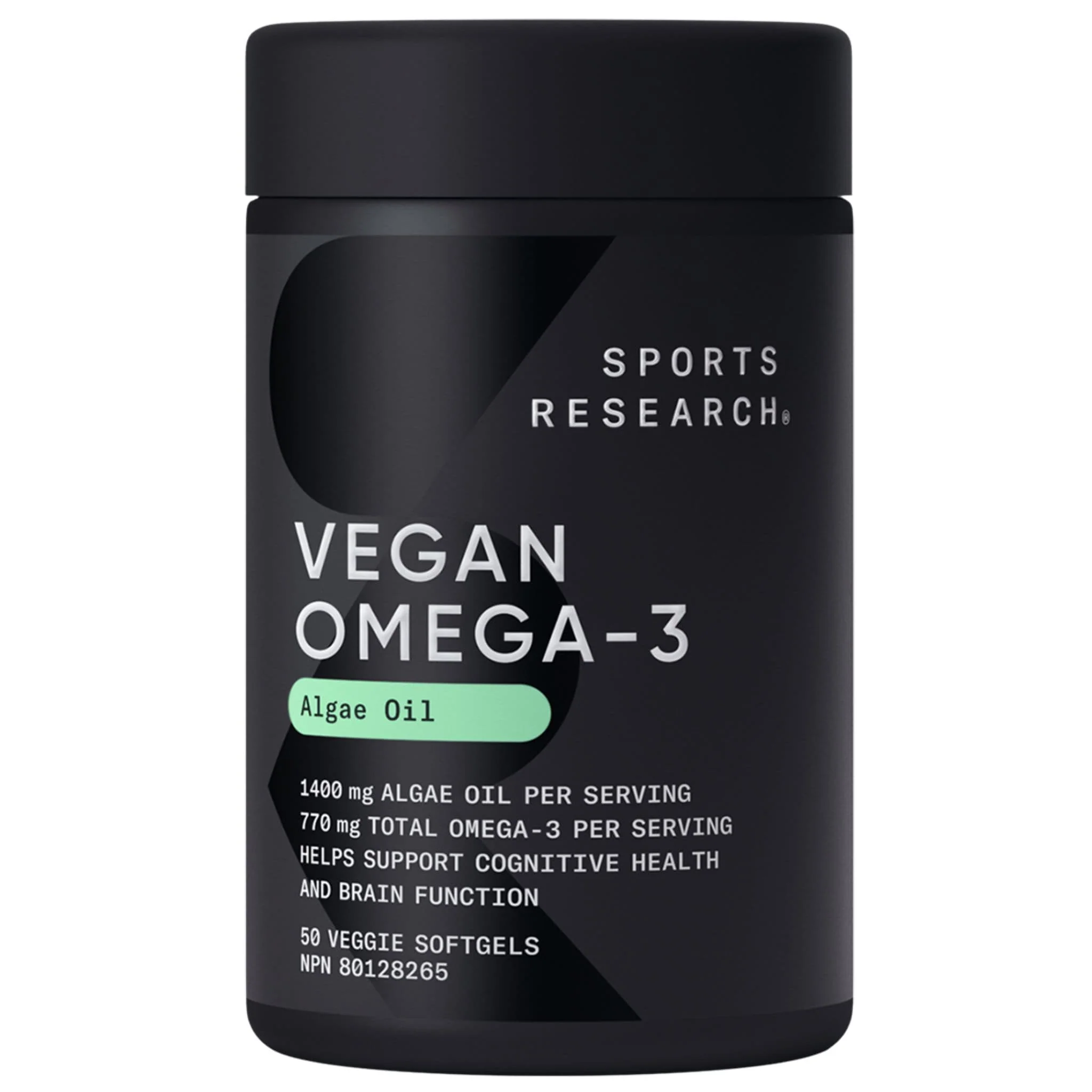 Sports Research Vegan Omega-3, Algae Oil, DHA 210mg and EPA 105 mg, 50 Vegetable Softgels